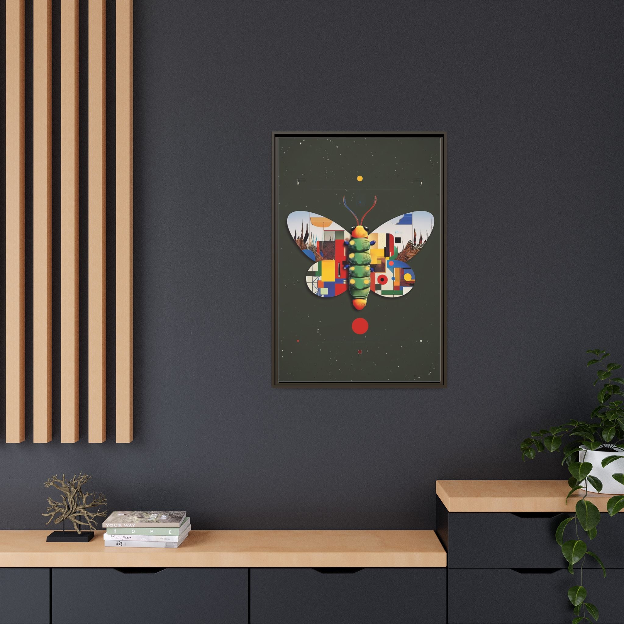 Geometric Butterfly Framed Print : Digital Cubist Interpretation, Modernist Entomological Design   |  Personalized & Custom Orders Available
