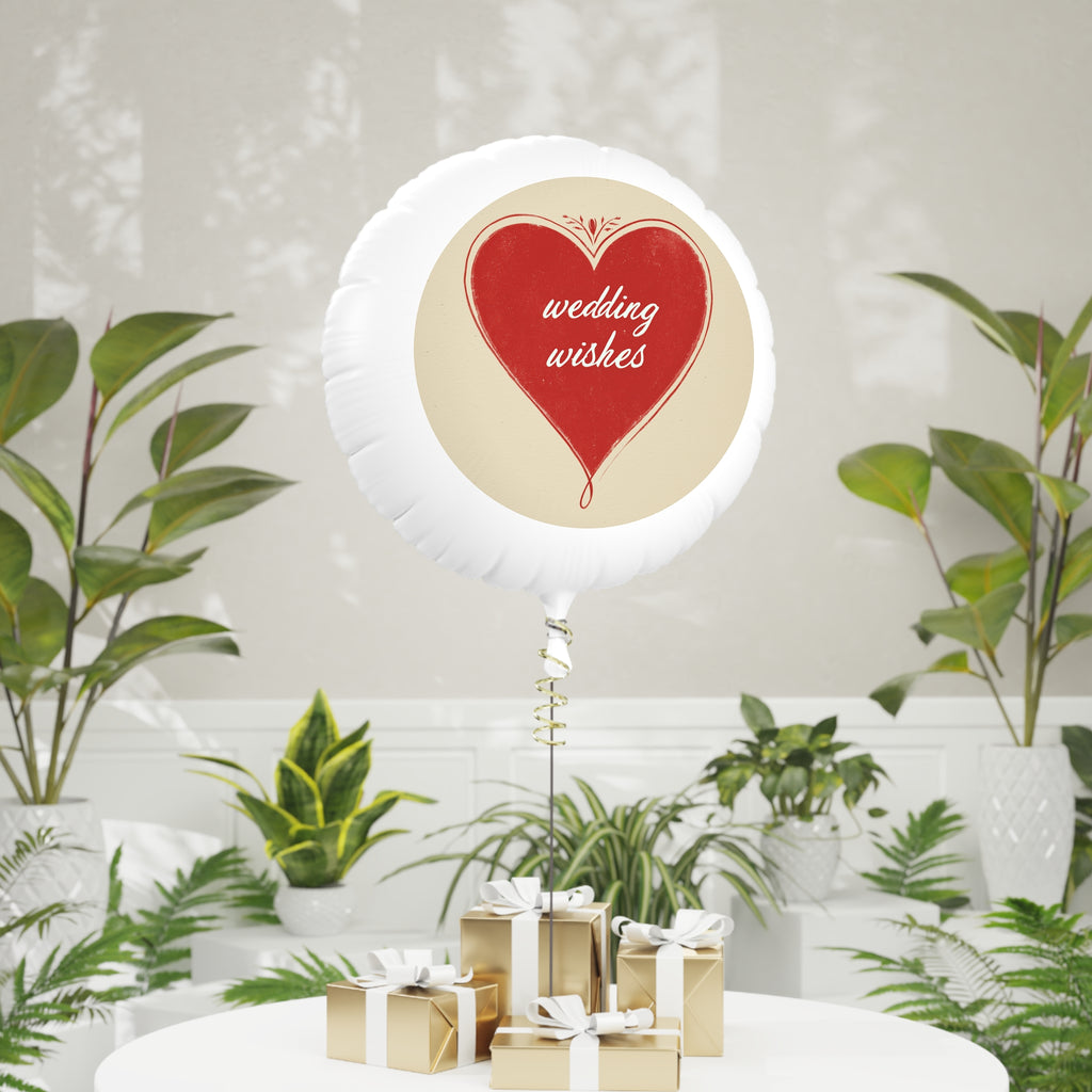Wedding Wishes Heart Mylar Balloon