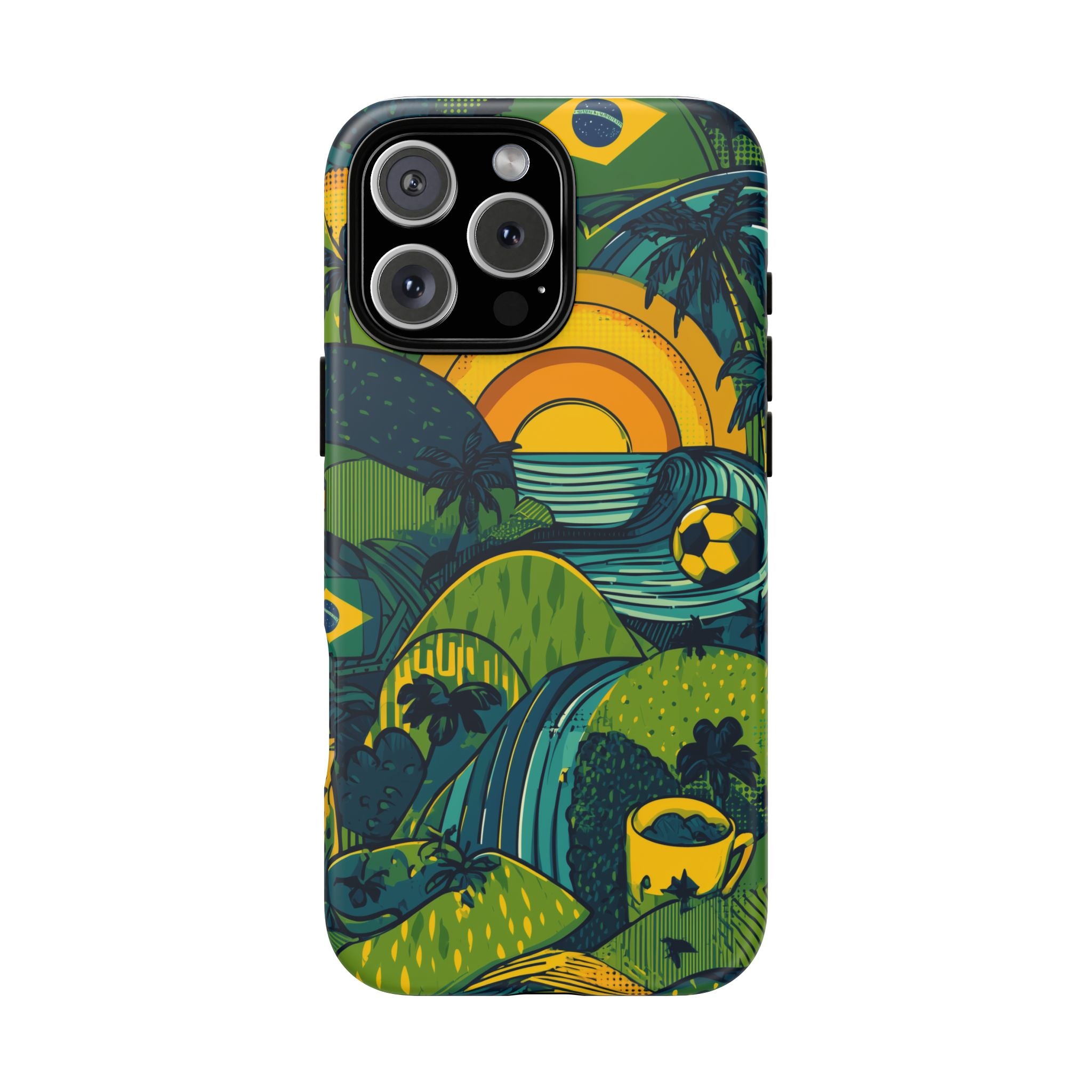 Brazil Tough Cases: Sporty Tropical Phone Case, Fun Beach Vibe Phone Accessory, Summer Travel Gift, Colorful Phone Cover, Casual Style Tech