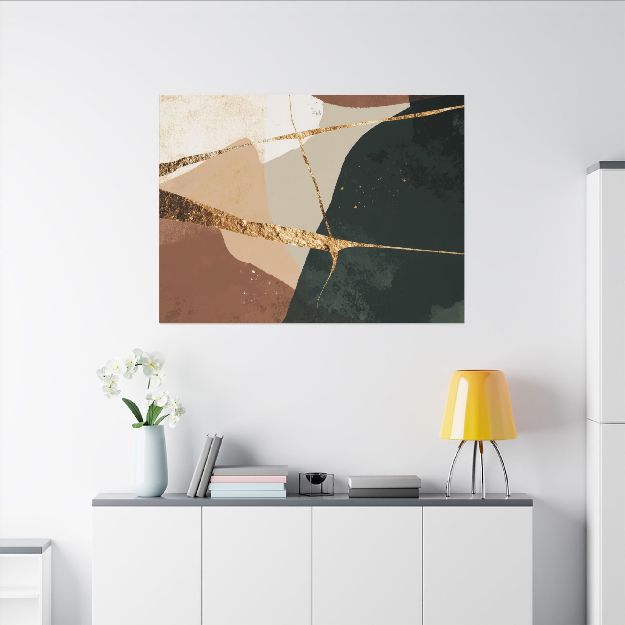Canvas Print, Abstract Earthy Gold Wall Art, Modern Designer Home Decor, Stretched Matte Canvas; Thick, Multi-Size, Office Decor