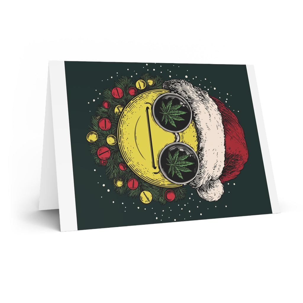 Festive Cannabis Greeting Cards, Holiday Cards, Unique Christmas Greetings, Smiley Gift Cards, Funny Seasonal Cards
