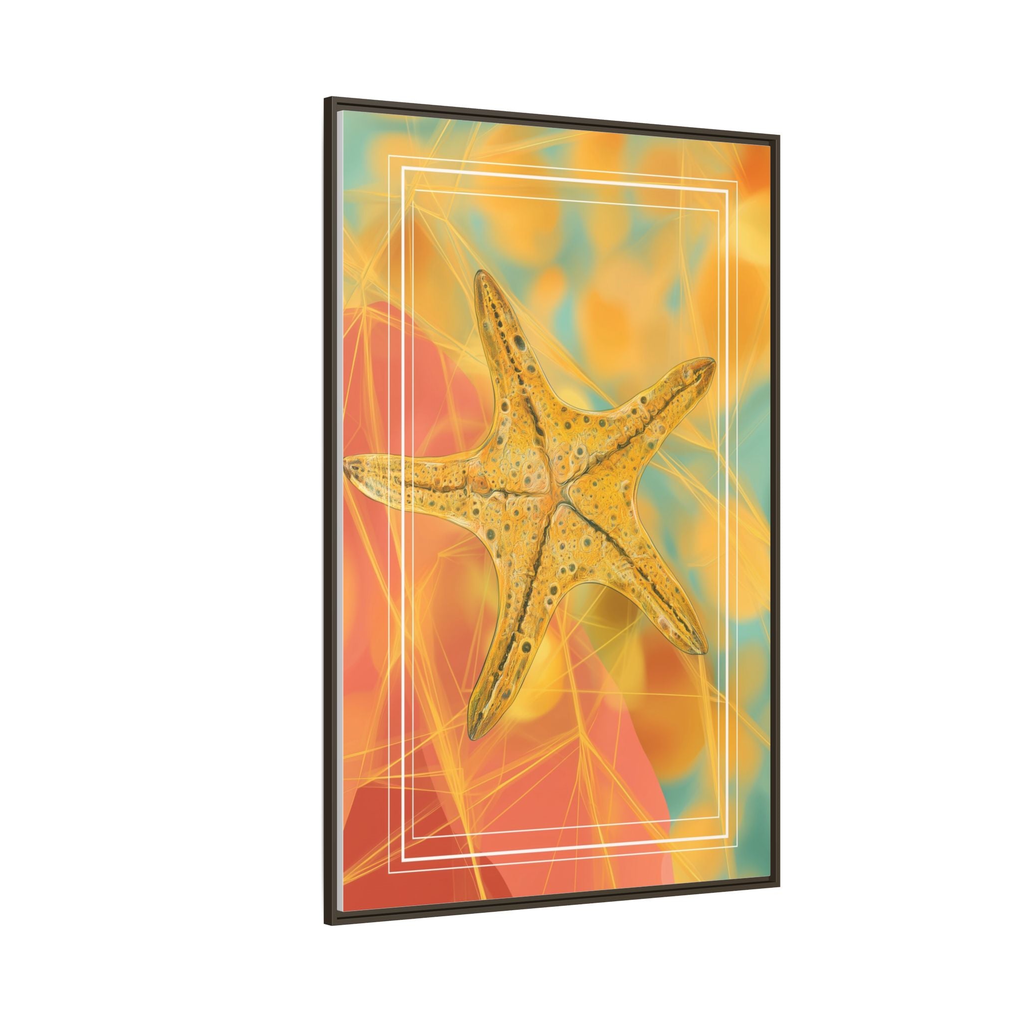 Celestial Starfish: Marine Geometry in Golden Hues, Tropical Oceanic Texture   |    Custom Orders Available