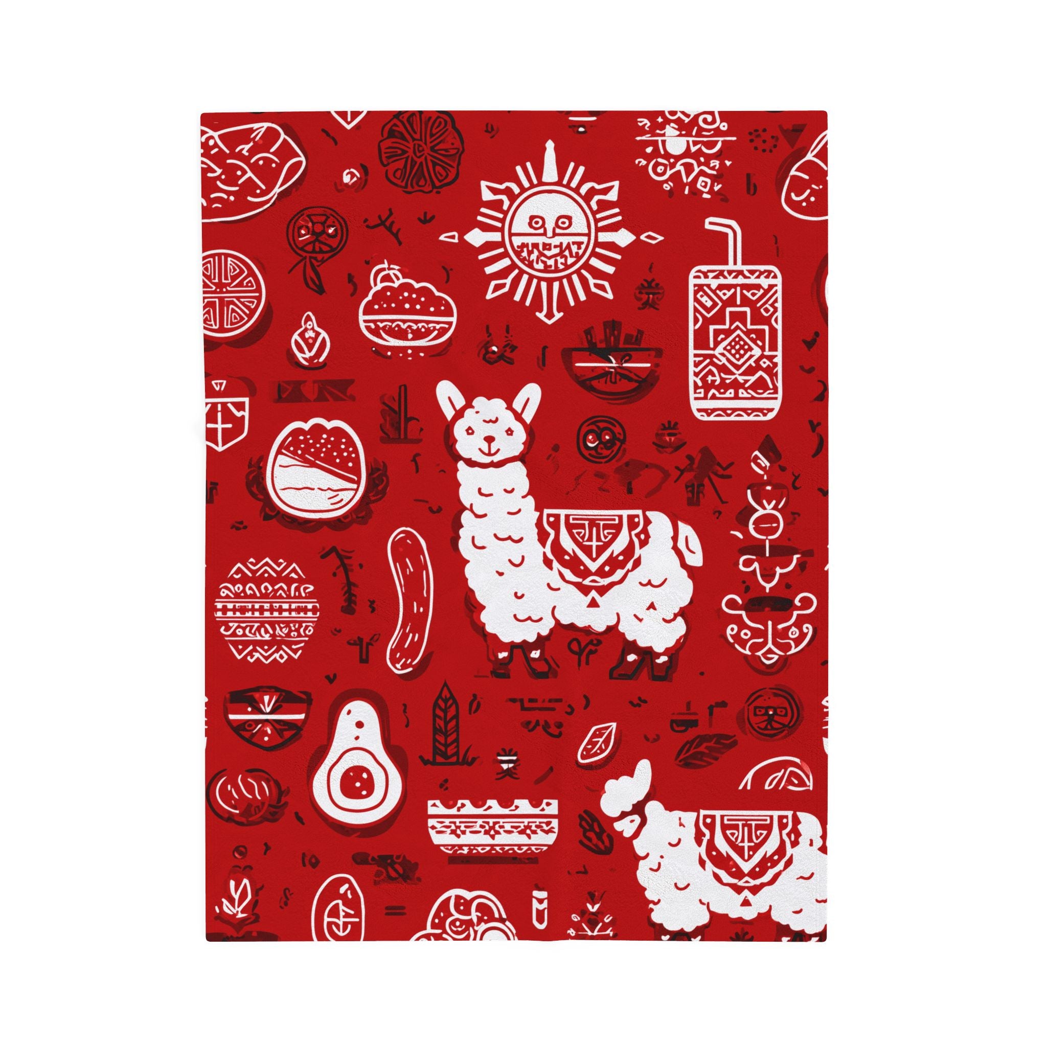 Colorful Llama Peruvian Cusco Plush Blanket, Cozy Home Decor, Unique Gift for Kids, Mexican Fiesta Theme, Perfect for Snuggling