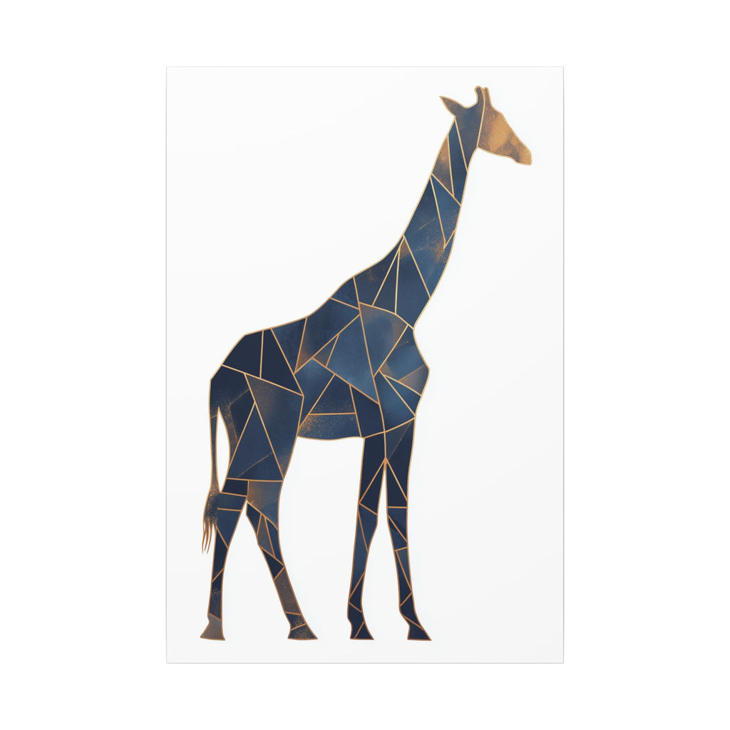 Geometric Giraffe: Mosaic Animal Portrait, Blue Triangular Design, Contemporary African Wildlife Art   |  Personalized & Custom Orders