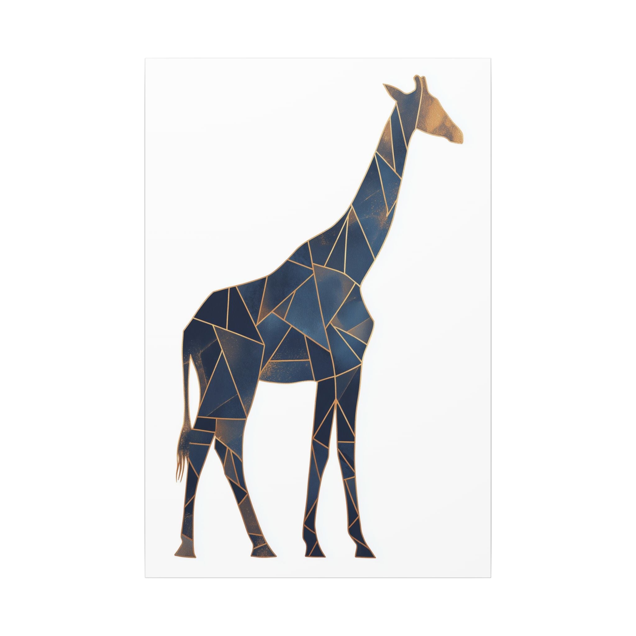 Geometric Giraffe: Mosaic Animal Portrait, Blue Triangular Design, Contemporary African Wildlife Art   |  Personalized & Custom Orders