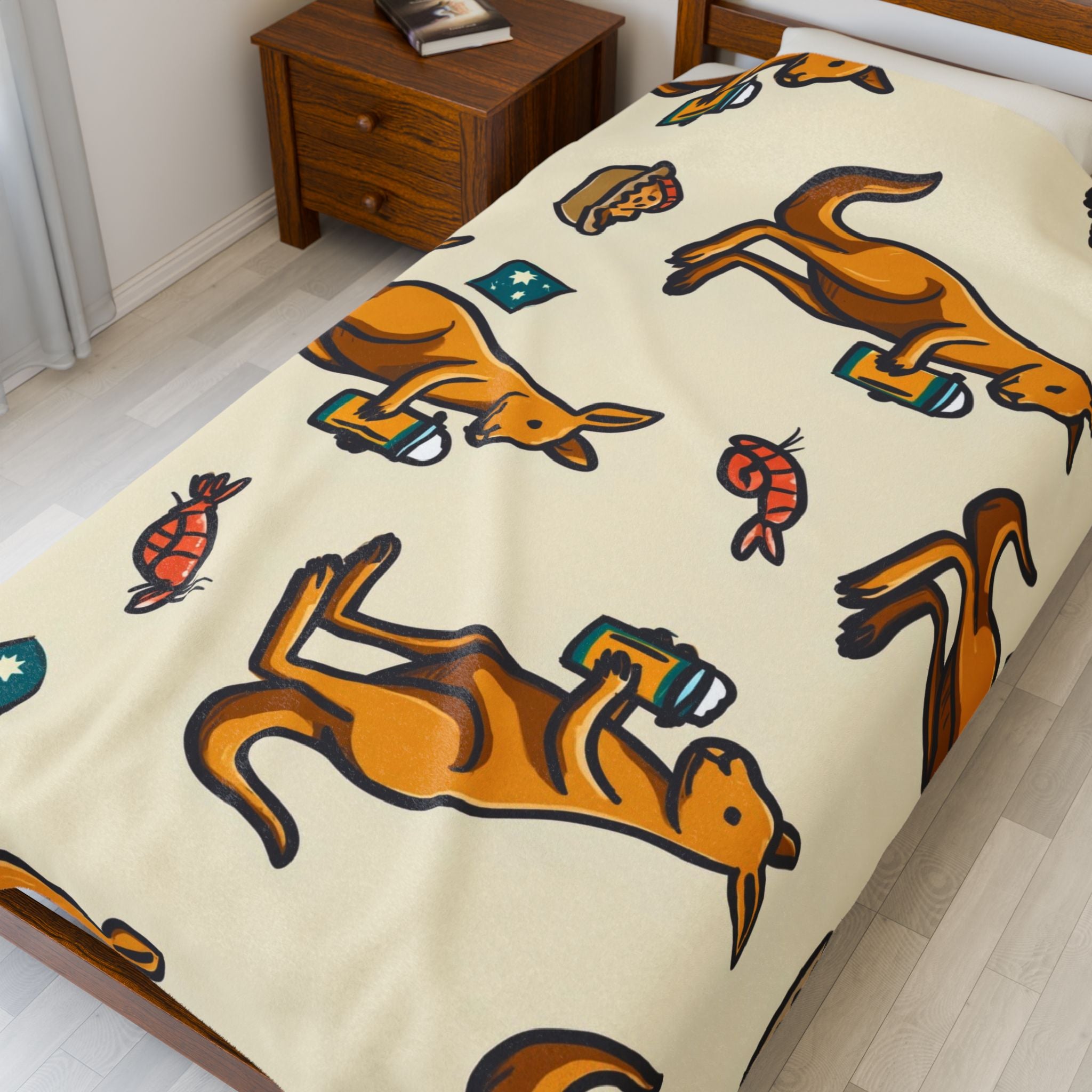 Kangaroo Cocktail Party: Australian Themed Pattern, Graphic Design Illustration   |   Custom Orders Accepted