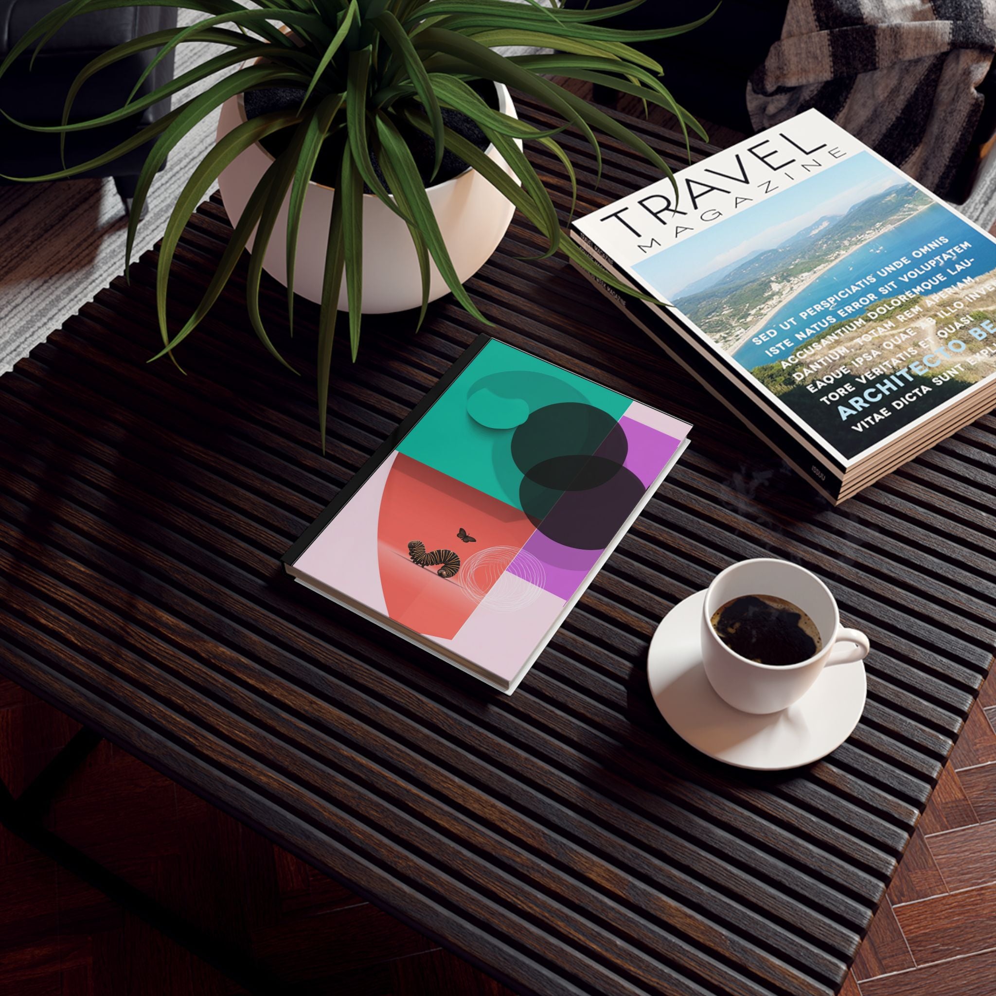 Personalized Geometric Butterly Journal : Abstract Quadrant Design, Minimalist Color Gradient Composition Personalized Journal   |