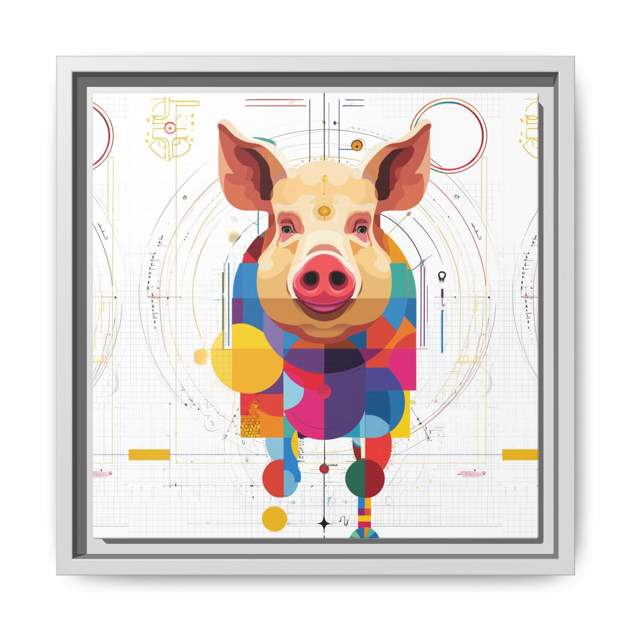 Geometric Pig: Digital Cubist Portrait, Mathematical Animal Abstraction   |    Custom Orders Available