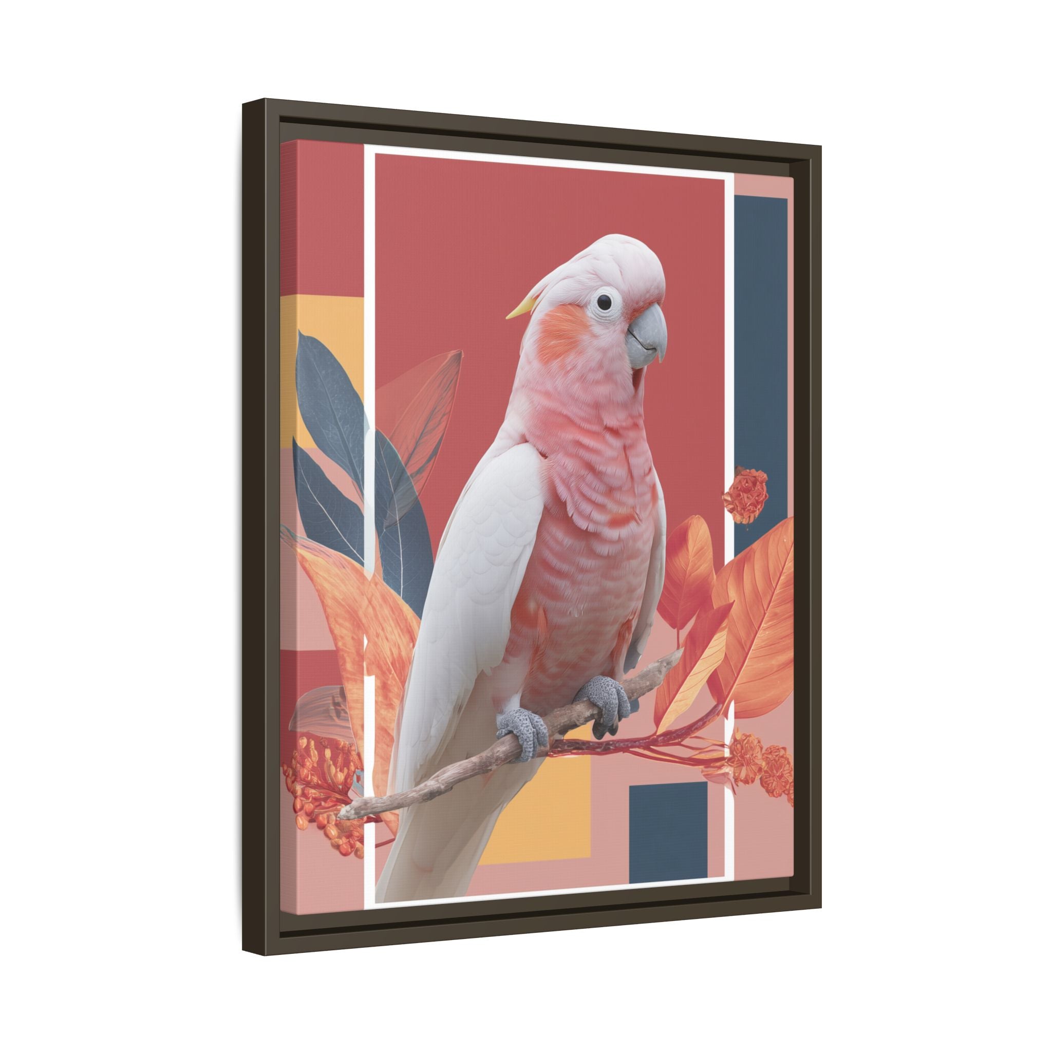 Framed Print: Cockatoo in Contemporary Geometric Style, Modern Avian Art Collection   |  Personalized & Custom Orders Available