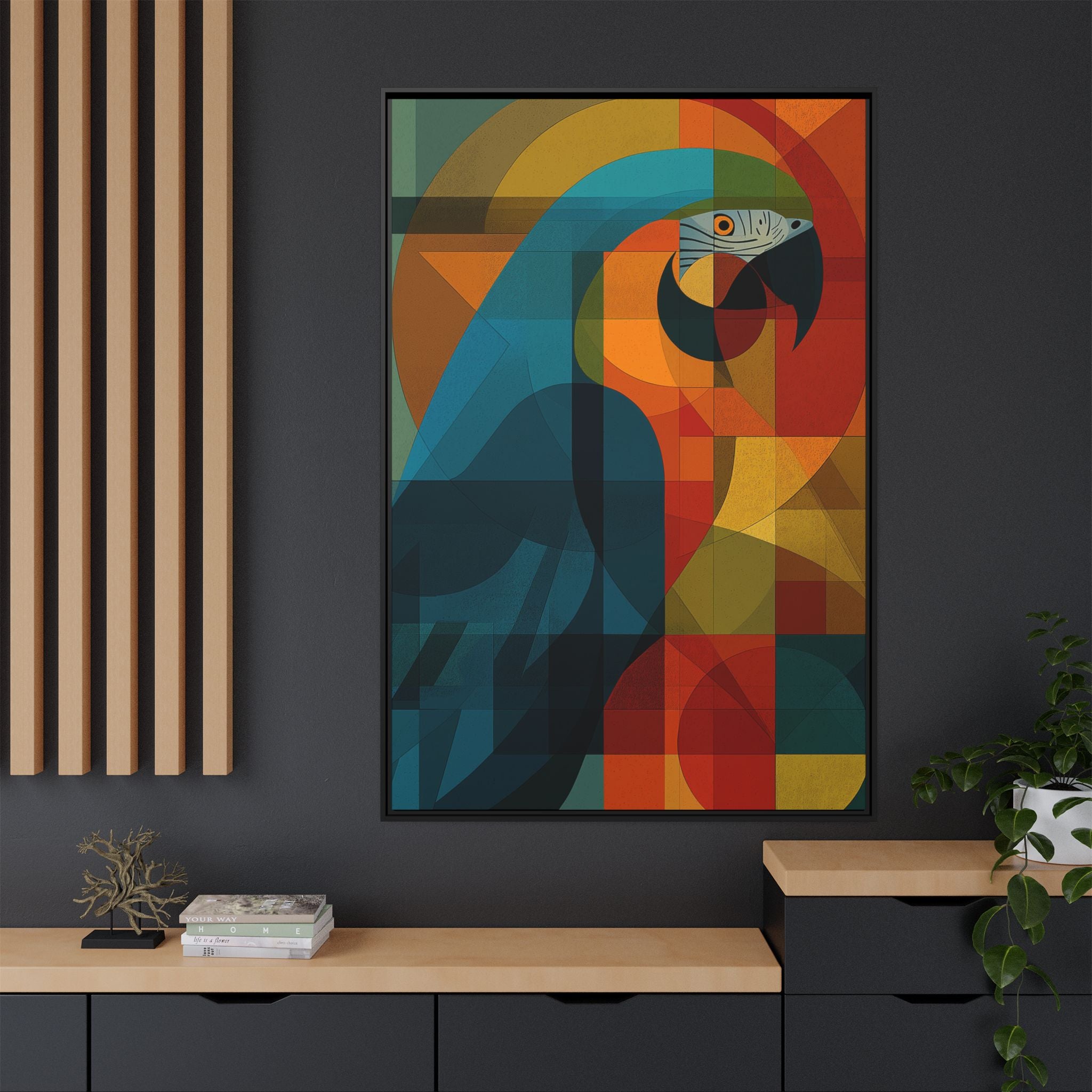 Prismatic Parrot Framed Print : Cubist Digital Geometry, Modernist Color Fragmentation   |  Personalized & Custom Orders Available