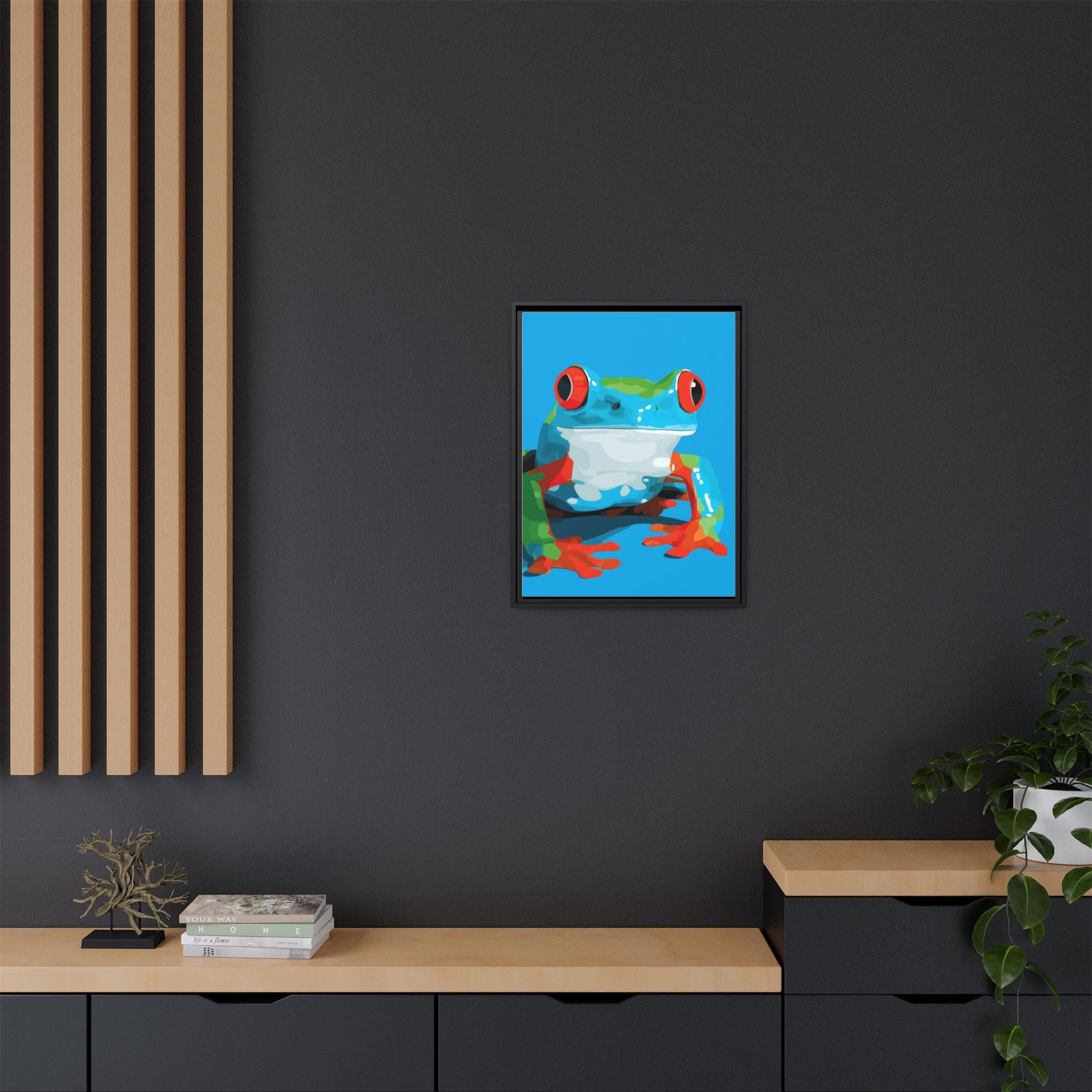 Amphibian Geometry: Red-Eyed Tree Frog Portrait, Pop Art Digital Illustration   |    Custom Orders Available