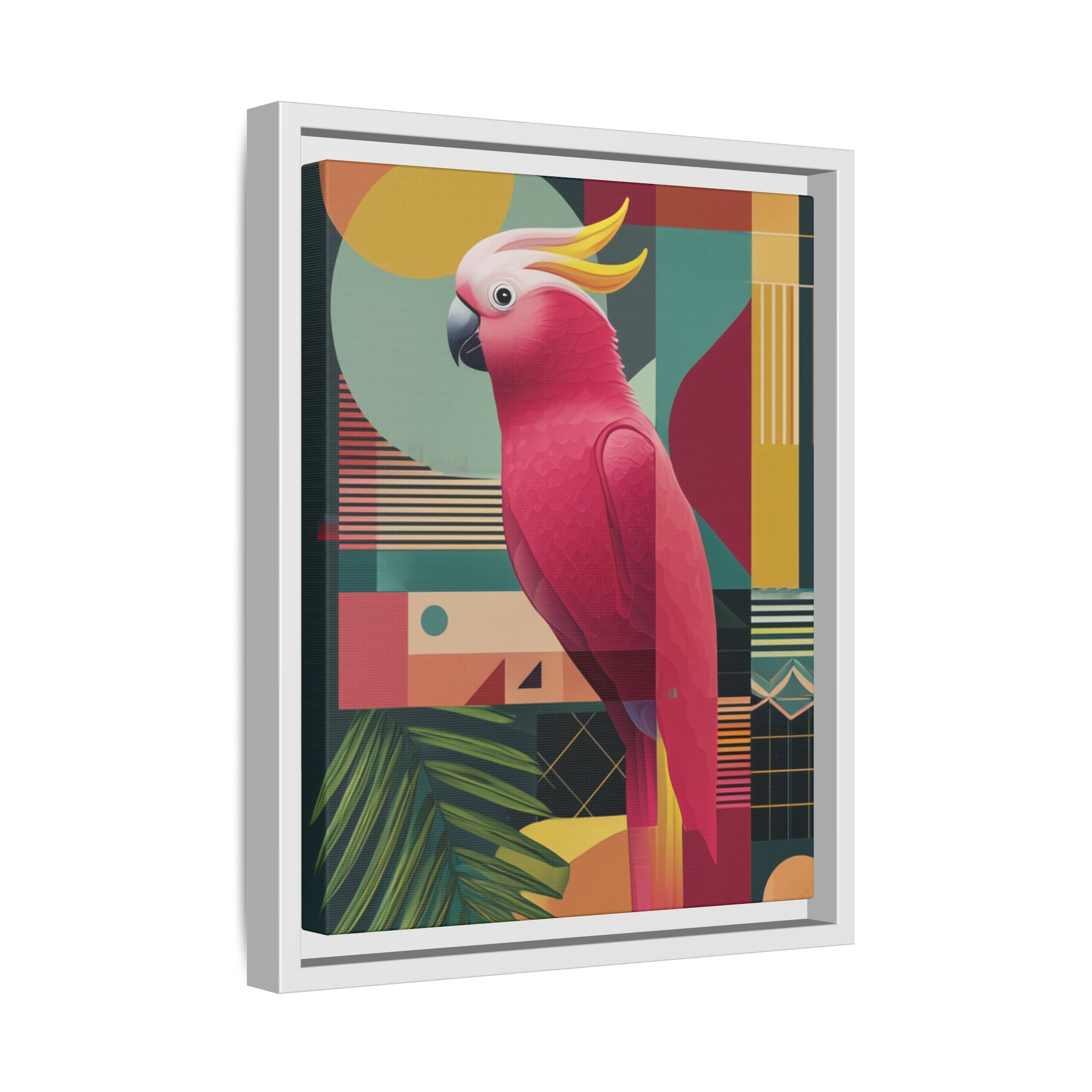 Geometric Cockatoo Framed Print: Mid-Century Modern Bird Art, Contemporary Graphic Print   |  Personalized & Custom Orders Available