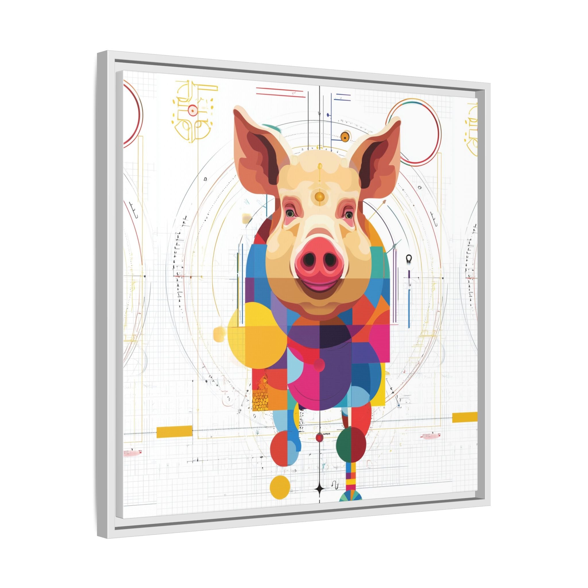 Geometric Pig: Digital Cubist Portrait, Mathematical Animal Abstraction   |    Custom Orders Available