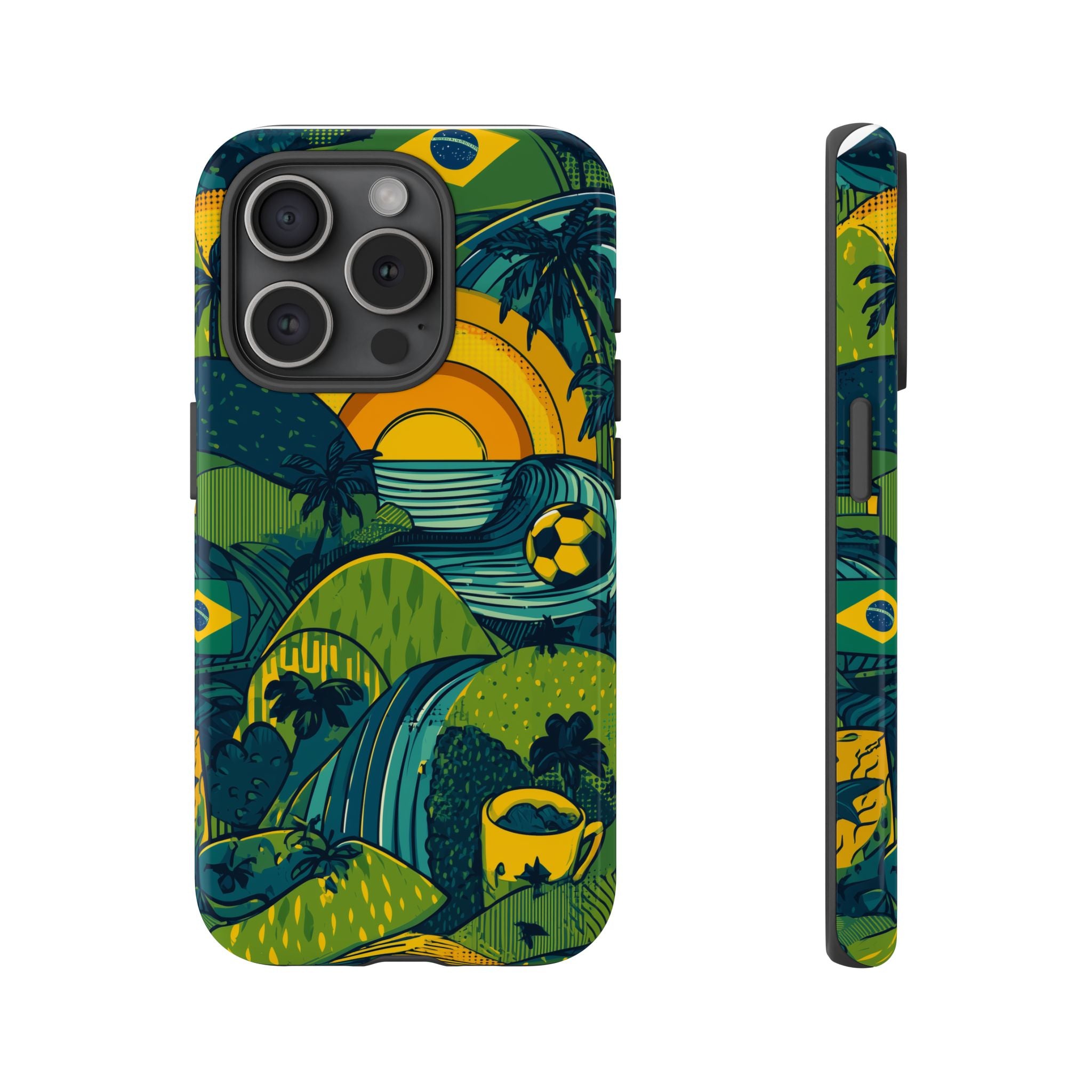 Brazil Tough Cases: Sporty Tropical Phone Case, Fun Beach Vibe Phone Accessory, Summer Travel Gift, Colorful Phone Cover, Casual Style Tech