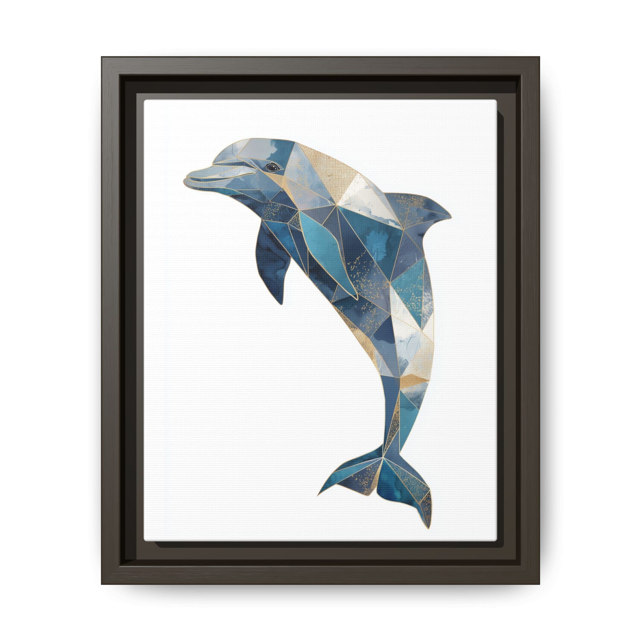 Geometric Dolphin Mosaic Framed Print , Contemporary Marine Art   |  Personalized & Custom Orders Available