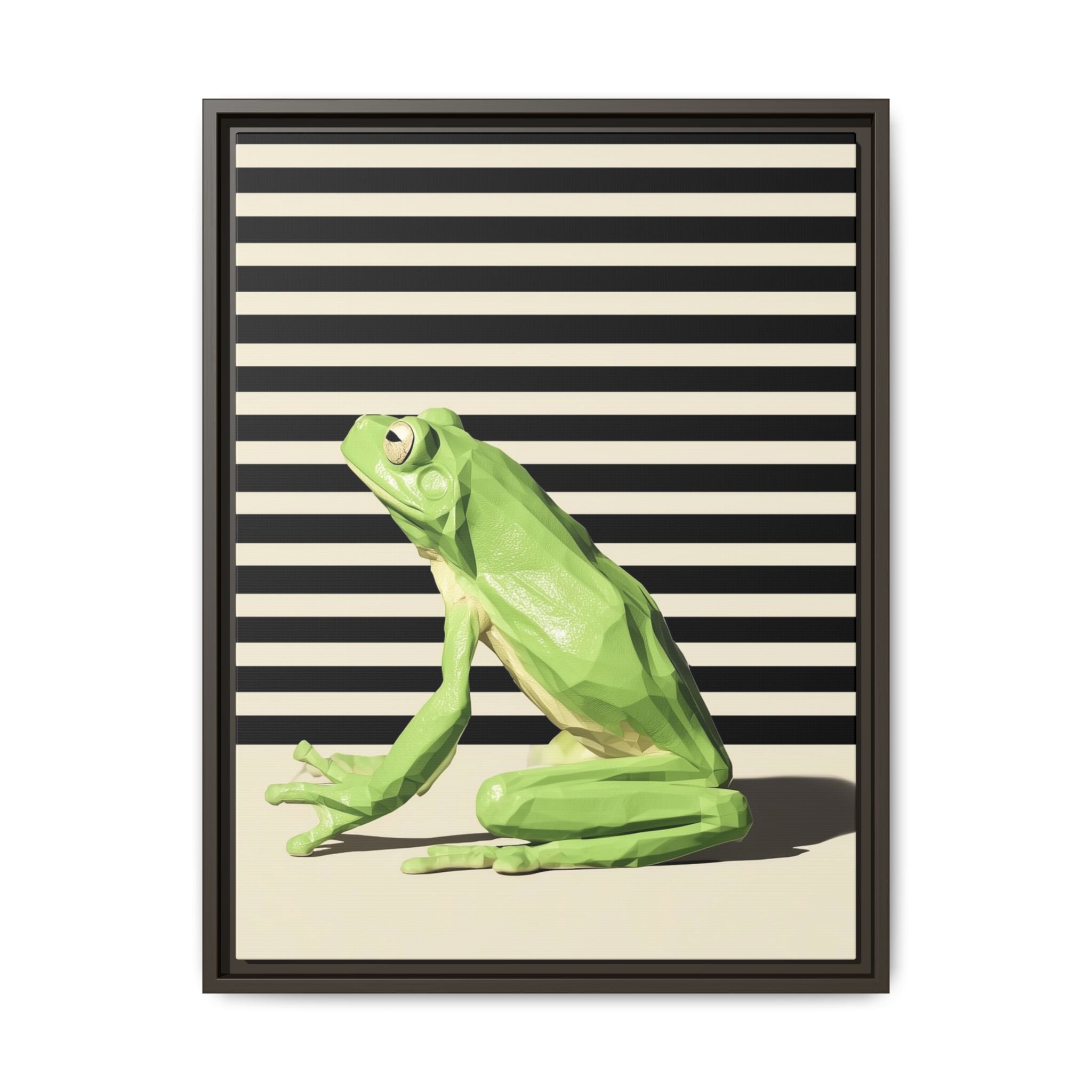 Geometric Frog Framed Print : Low-Poly Amphibian Design, Contemporary Minimalist Art   |  Personalized & Custom Orders Available
