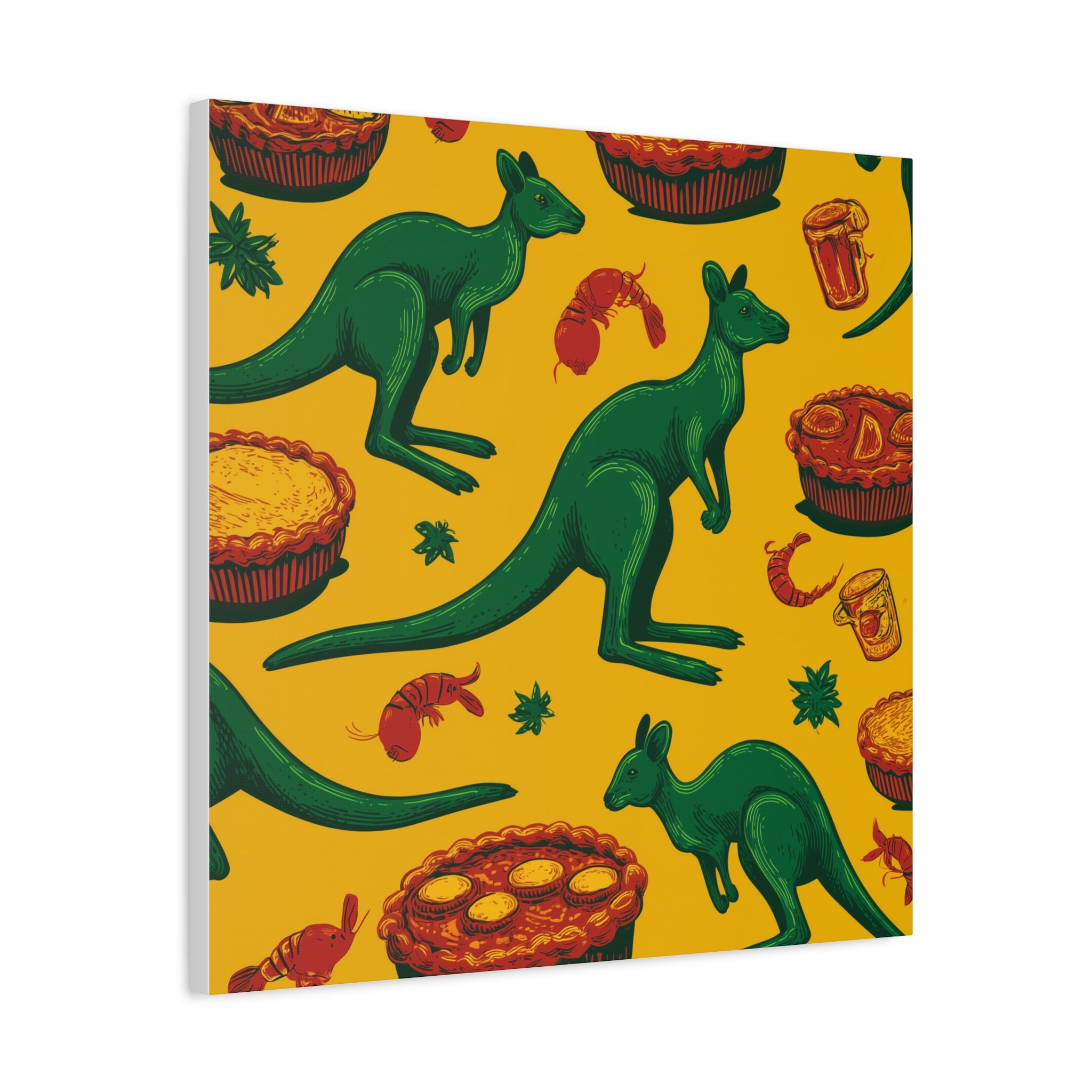 Kangaroo Canvas Wall Art, Vibrant Animal Decor, Unique Gift for Nature Lovers, Fun Kitchen Wall Hanging, Australian Themed Art