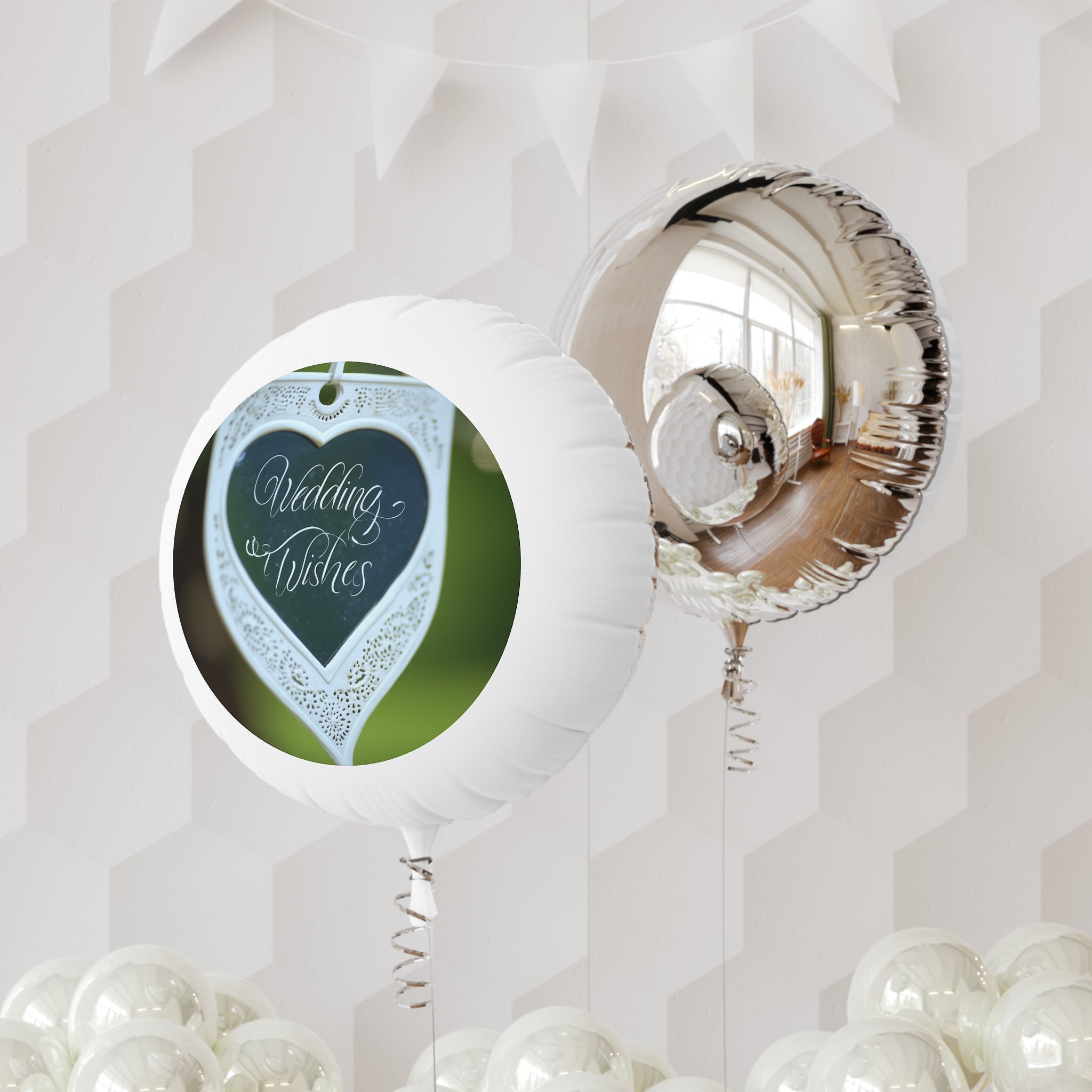 Wedding Wishes Mylar Balloon - Round Helium Balloon for Weddings & Bridal Showers