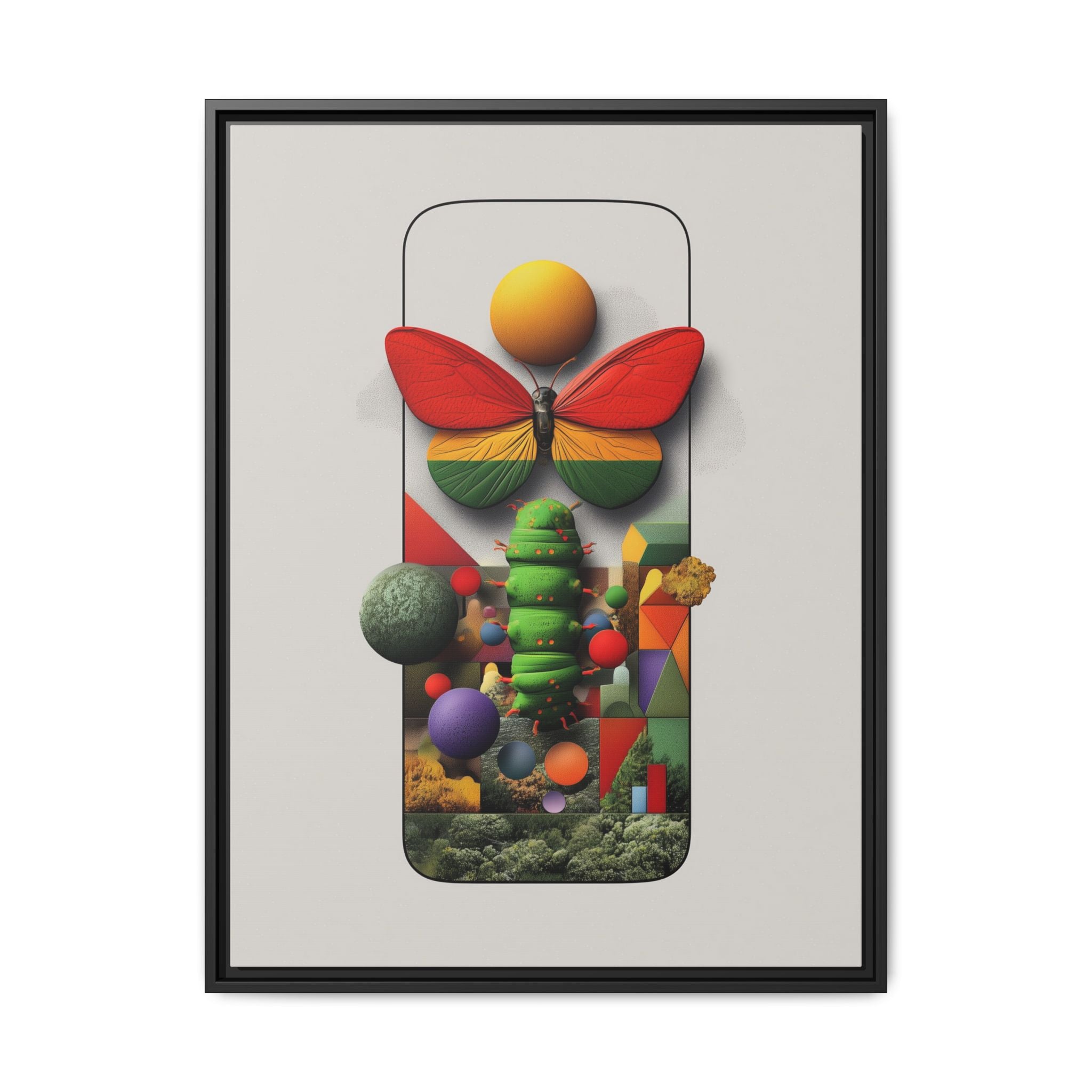 Metamorphosis Framed Print : Geometric Nature Transformation, Vibrant Butterfly Composition   |  Personalized & Custom Orders Available