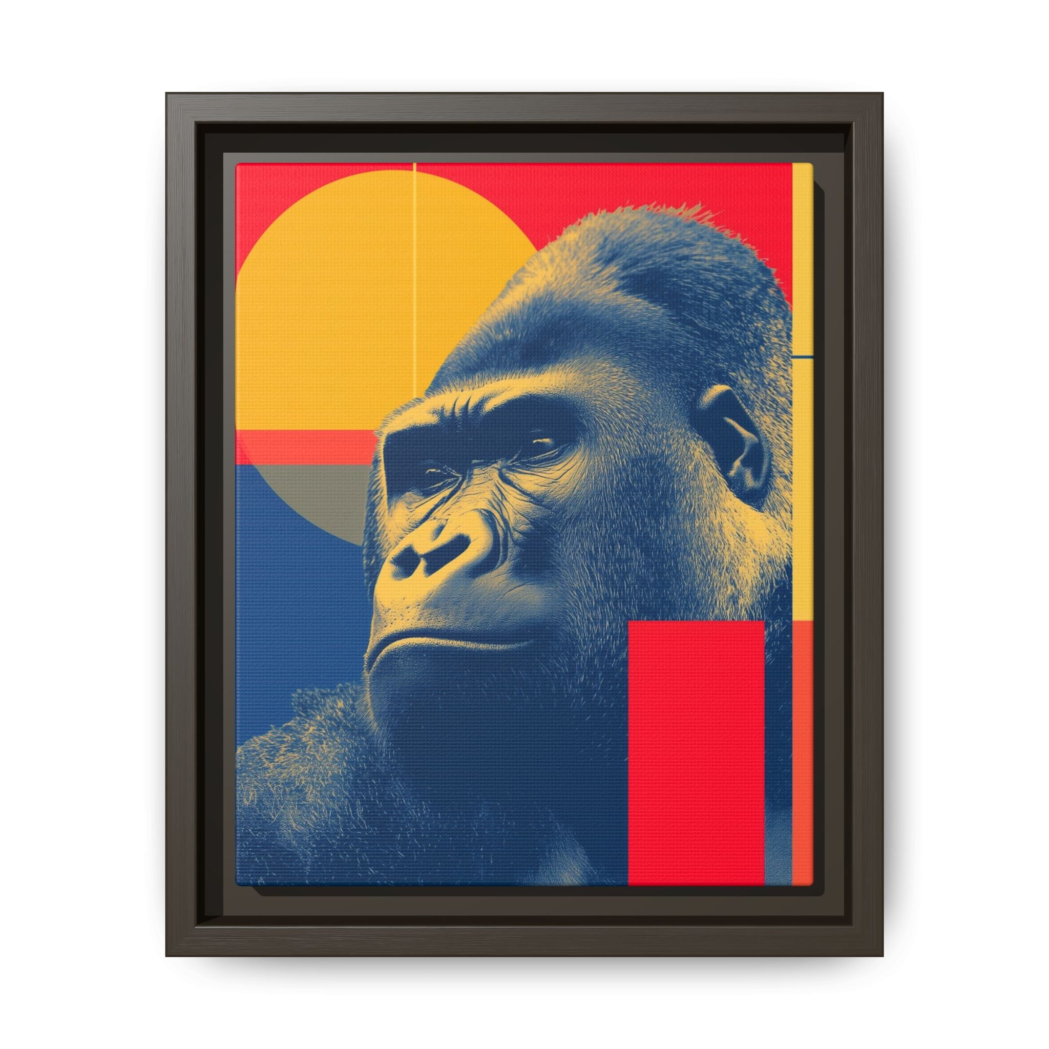 Primal Geometry: Gorilla Portrait in Blue and Yellow, Pop Art Graphic Design   |  Personalized & Custom Orders Available