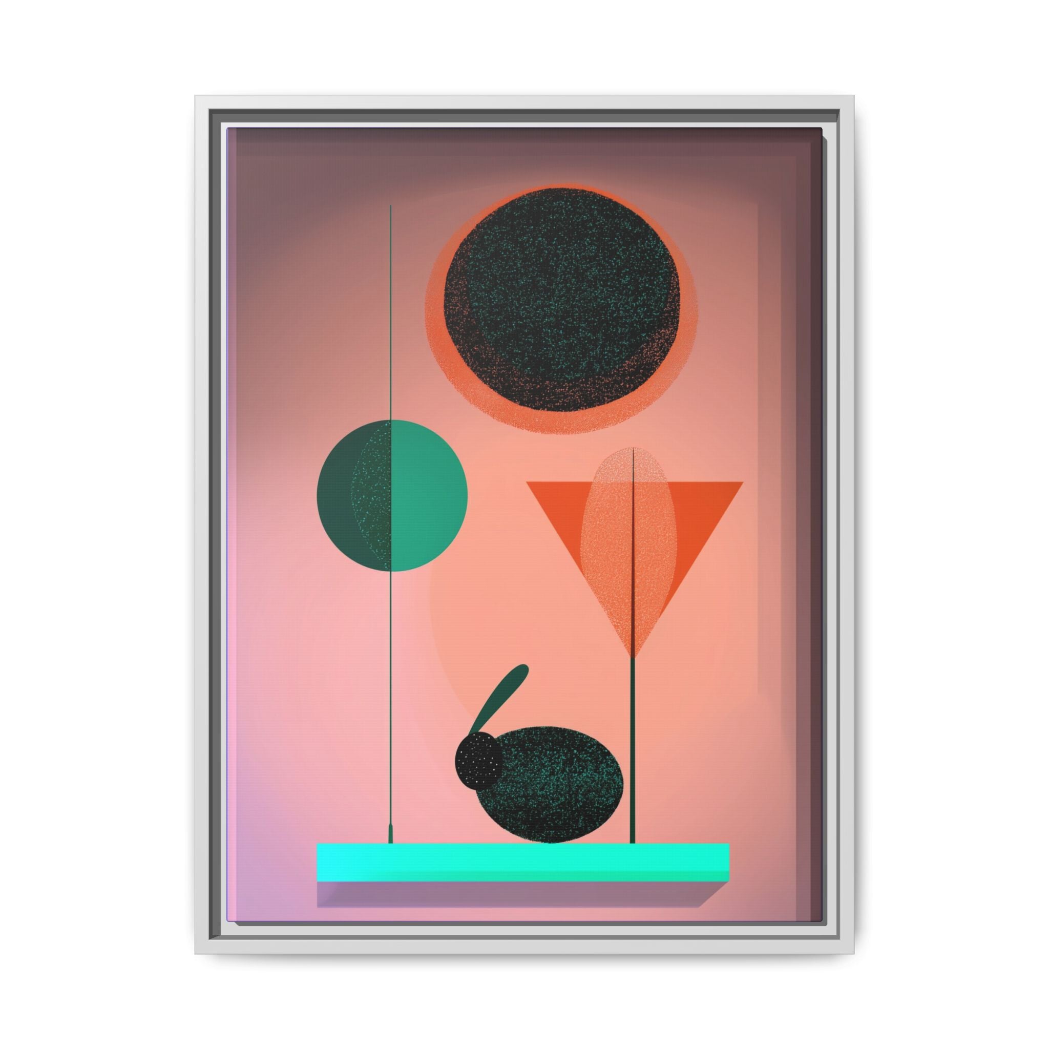 Geometric Harmony: Abstract Minimalist Composition, Organic Shapes and Color Play, Geometric Design with Teal and Orange Palette   |