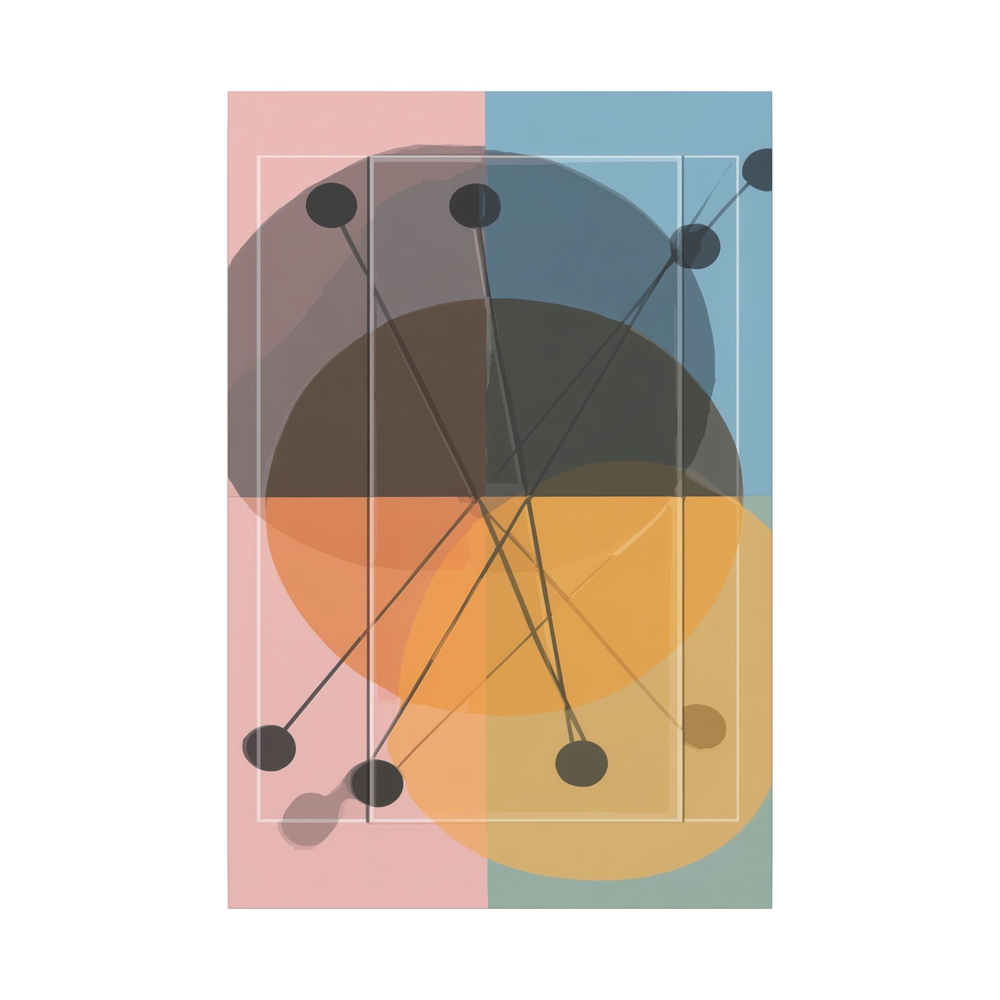 Interconnected Geometries: Pastel Circles in Motion, Mid-Century Modern Design, Abstract Bauhaus Composition   |   Custom Orders Accepted