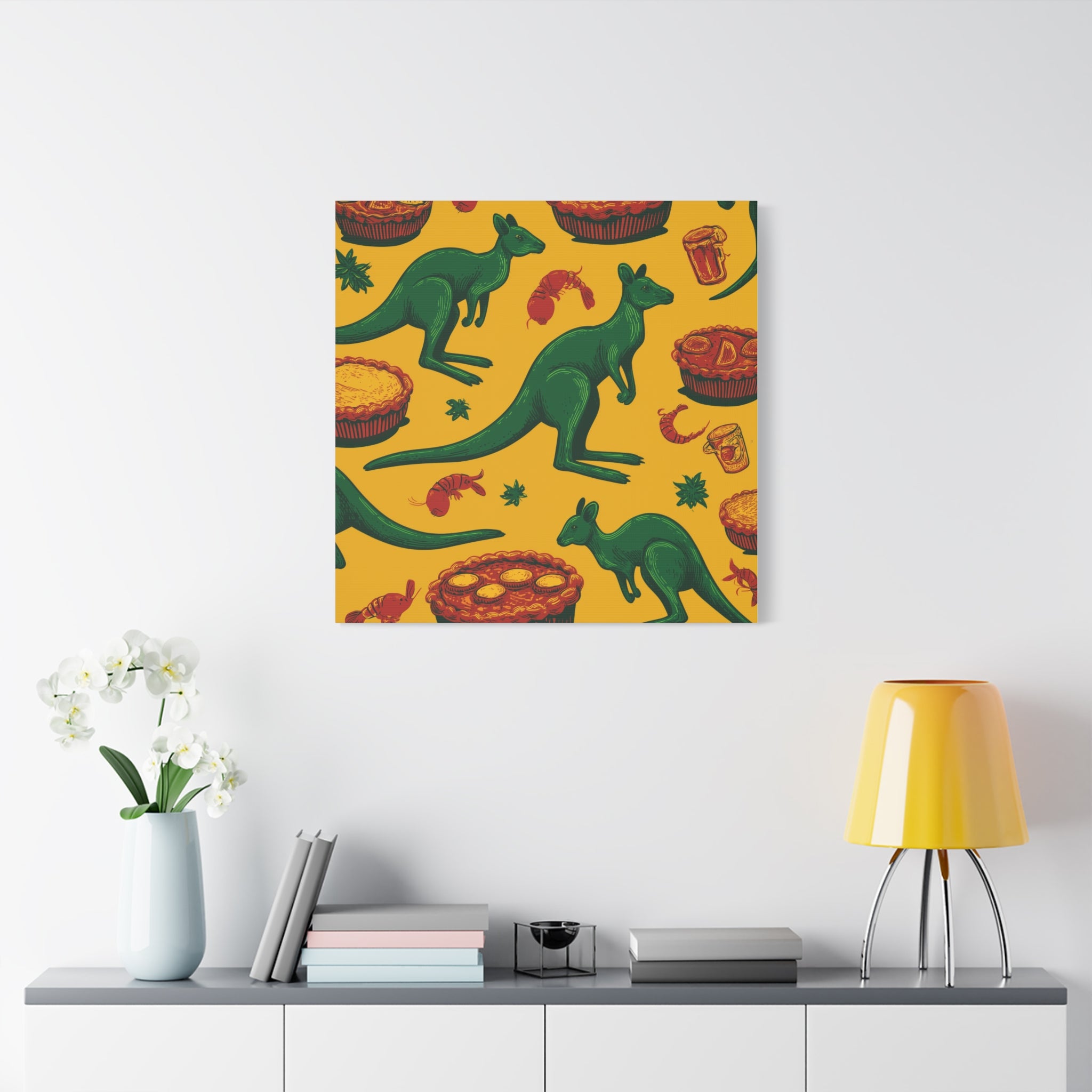 Kangaroo Canvas Wall Art, Vibrant Animal Decor, Unique Gift for Nature Lovers, Fun Kitchen Wall Hanging, Australian Themed Art