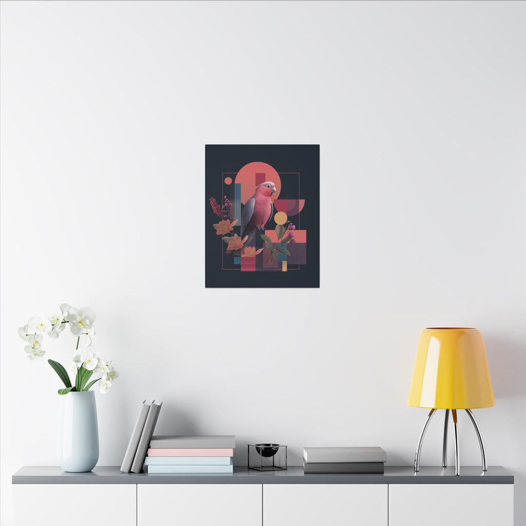 Geometric Parrot Symphony: Digital Neo-Retro Illustration, Abstract Avian Design   |    Custom Orders Available