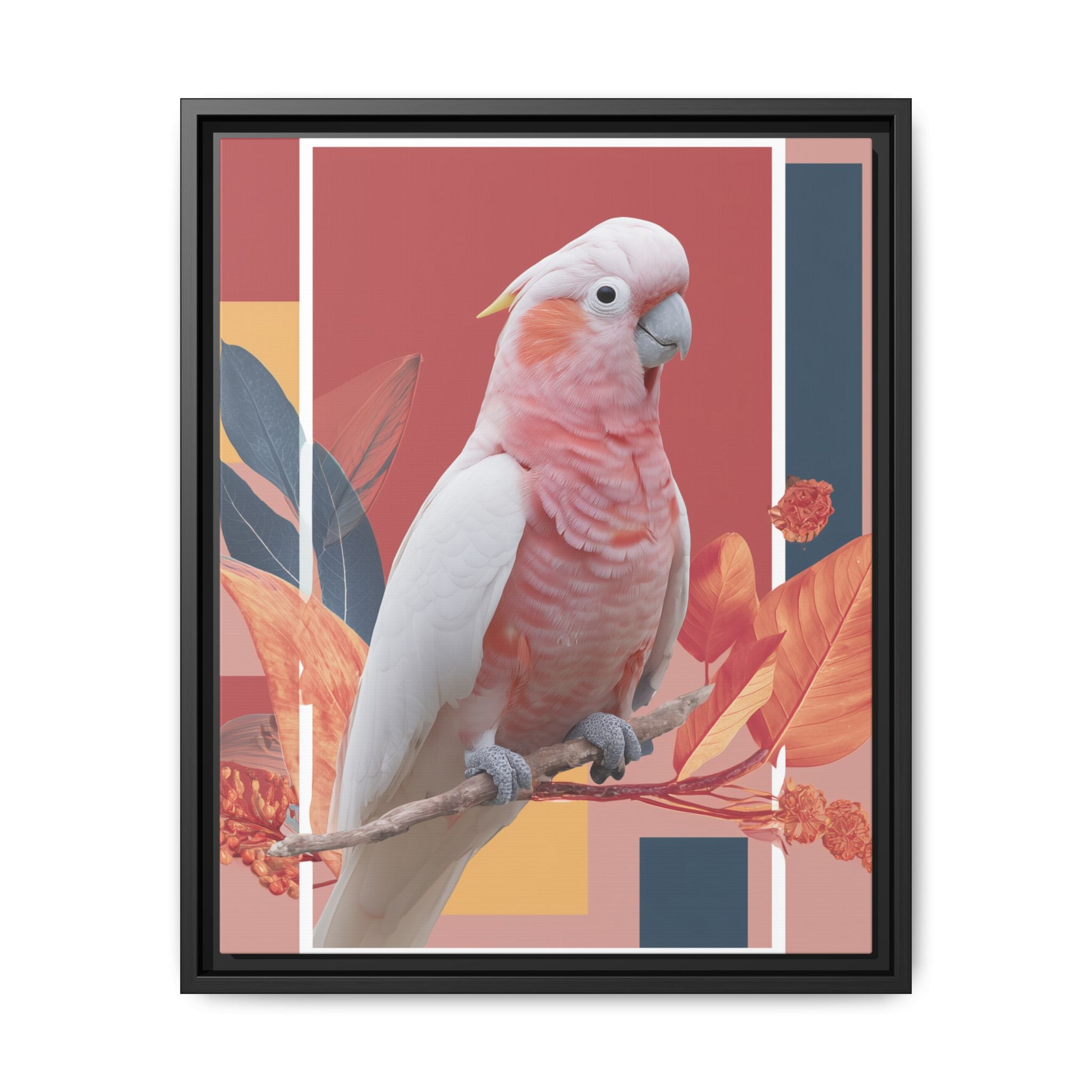 Framed Print: Cockatoo in Contemporary Geometric Style, Modern Avian Art Collection   |  Personalized & Custom Orders Available