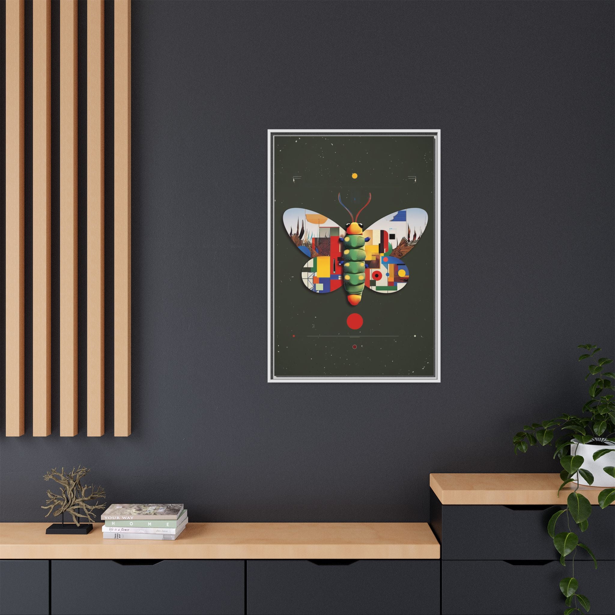 Geometric Butterfly Framed Print : Digital Cubist Interpretation, Modernist Entomological Design   |  Personalized & Custom Orders Available