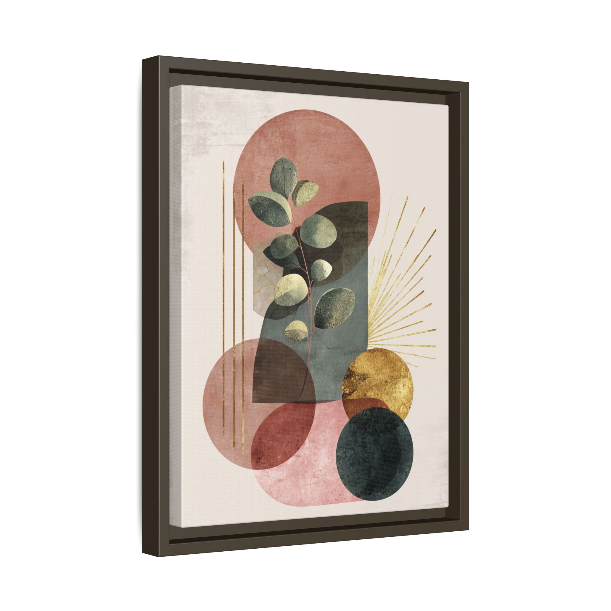 Botanical Geometric Symphony: Eucalyptus Harmony, Metallic Intersections, Modern Earth Tones   |   Custom Orders Accepted