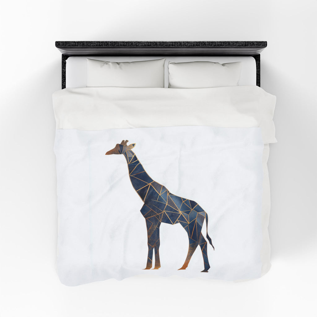 Geometric Giraffe Blanket : Triangular Mosaic, Modern Animal Art, Navy Blue Abstract Silhouette   |  Personalized & Custom Orders Available