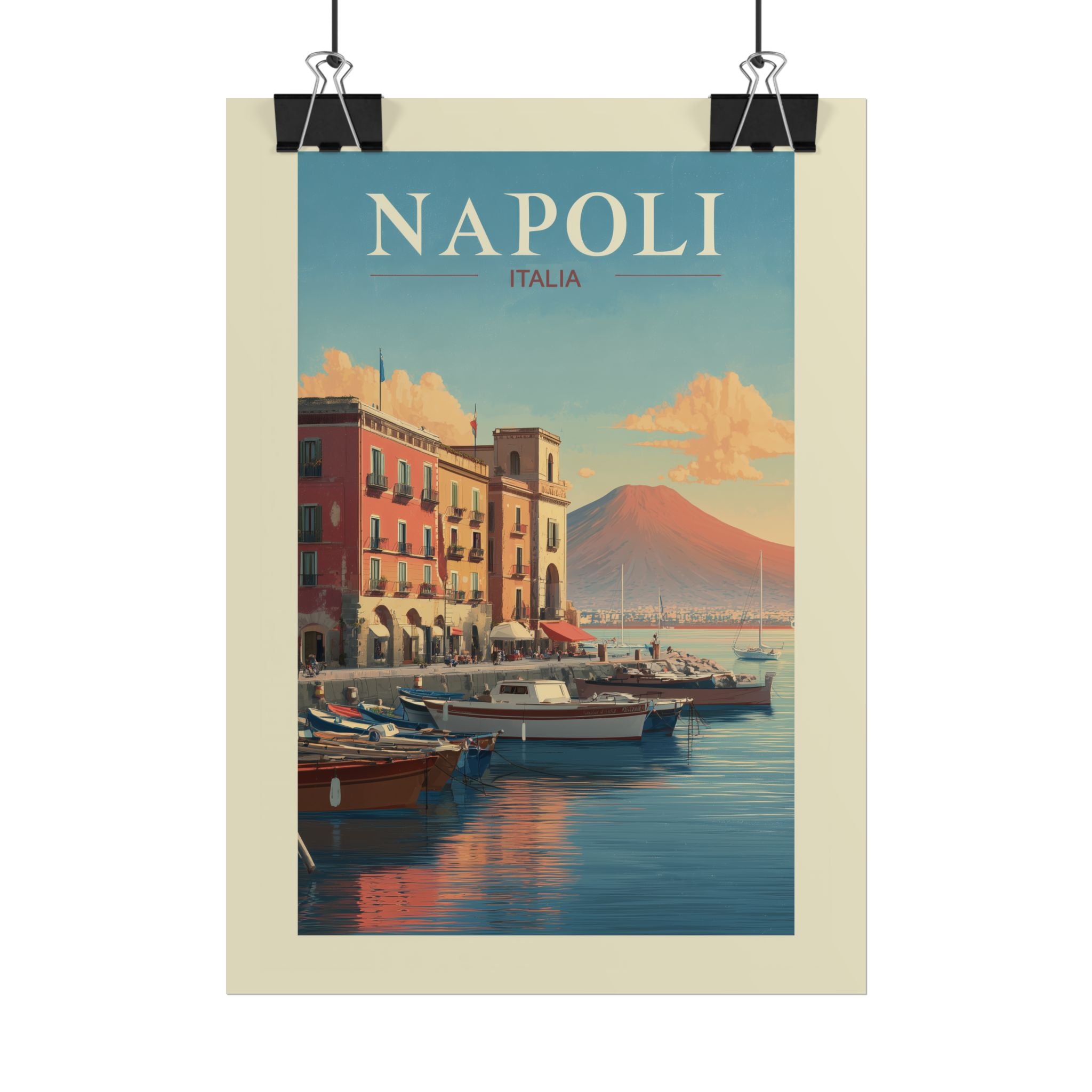 Naples Golden Hour: Vintage Italian Coastal Poster, Mediterranean Waterfront Landscape   |    Custom Orders Available
