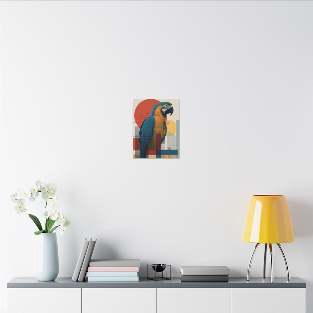 Chromatic Convergence: Macaw in Modernist Geometry, Abstract Avian Portrait   |    Custom Orders Available