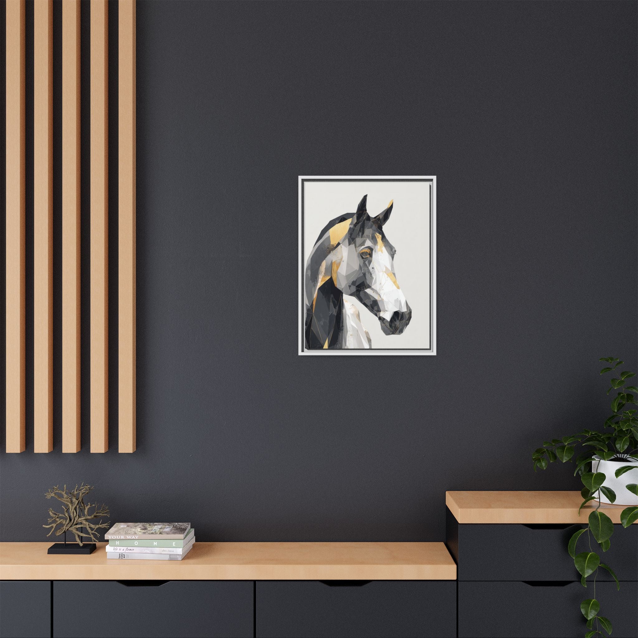 Geometric Equine Framed Print : Polygonal Horse Portrait, Modern Abstract Geometric Art   |  Personalized & Custom Orders Available