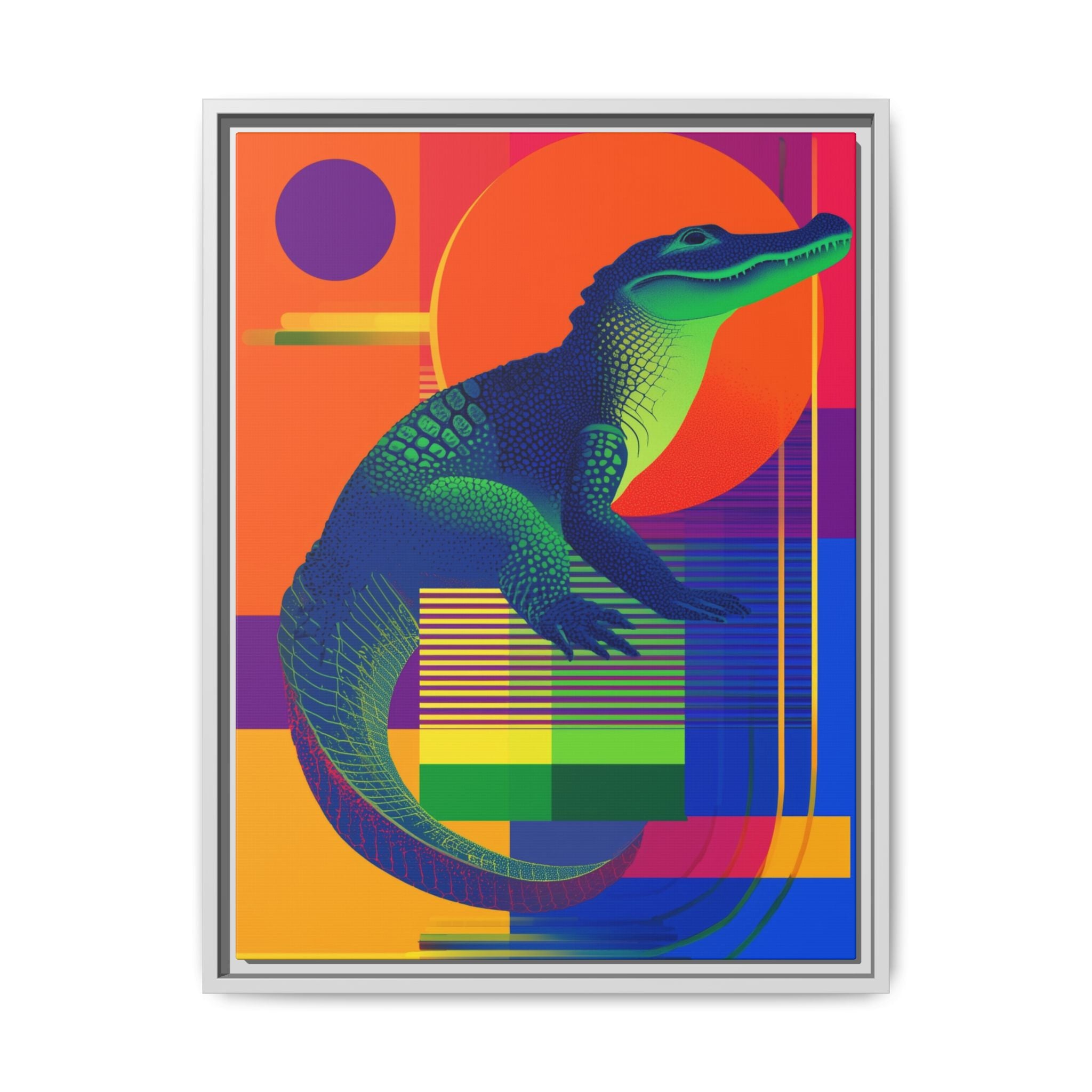 Geometric Alligator Framed Print: Pop Art Reptile, Vibrant Gradient Composition   |  Personalized & Custom Orders Available