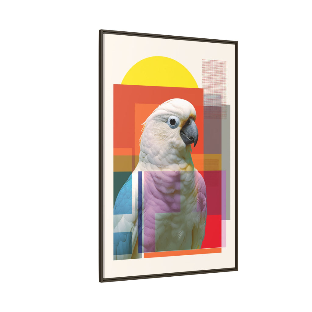Cockatoo Chromatics Framed Print: Geometric Wildlife Portrait, Contemporary Art Print   |  Personalized & Custom Orders Available