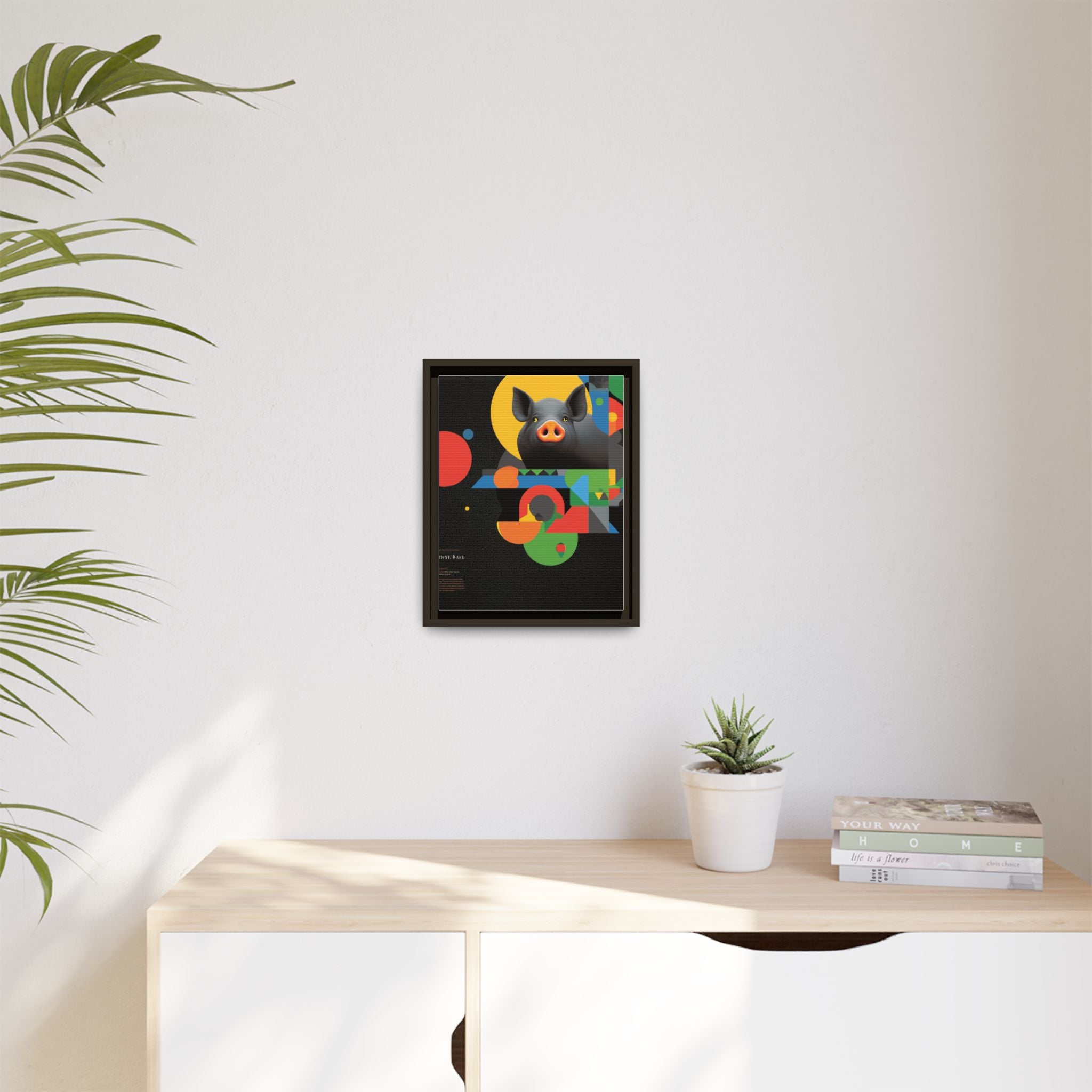 Geometric Pig Poster: Abstract Graphic Design, Colorful Modernist Composition   |    Custom Orders Available