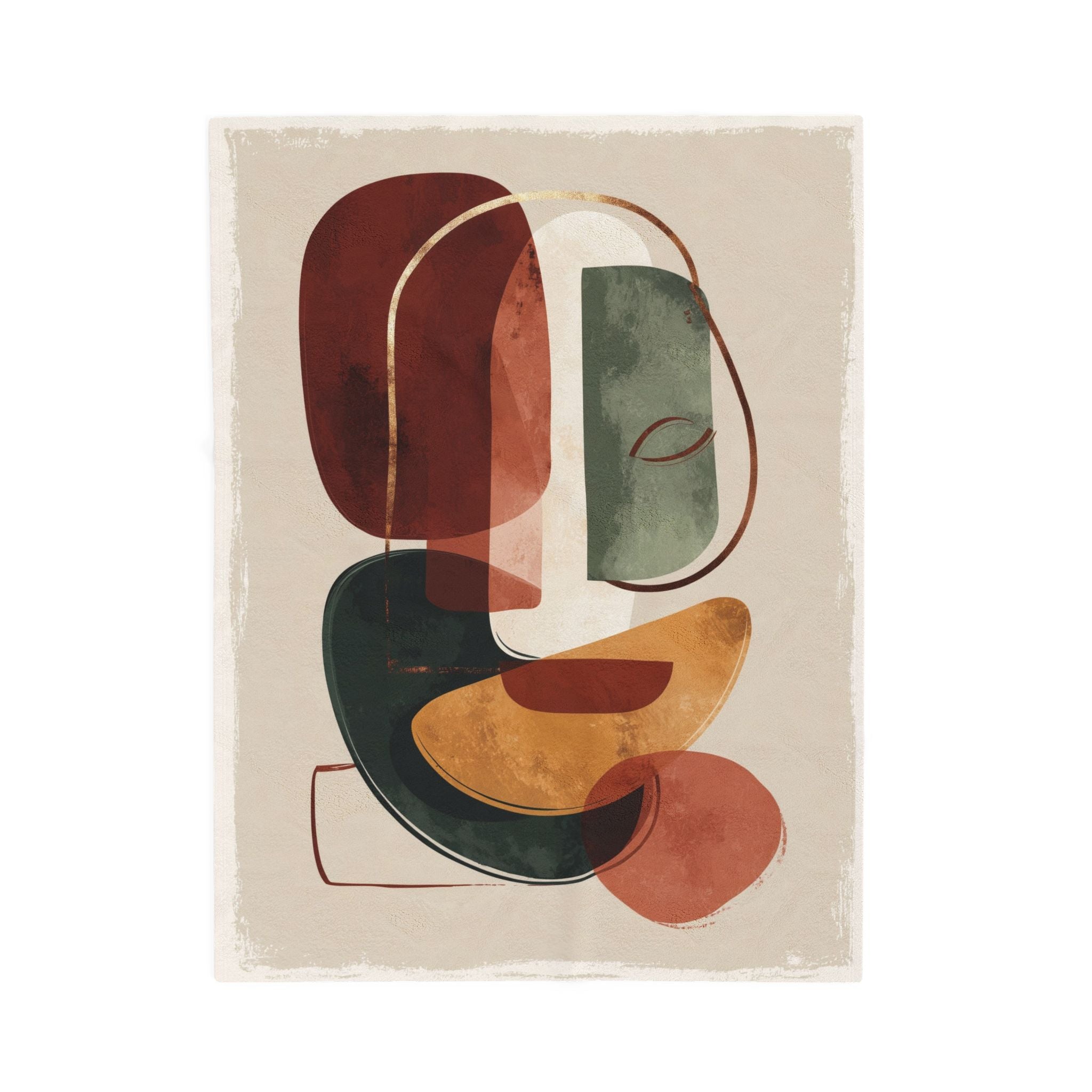 Organic Geometry: Layered Shapes in Earthy Tones, Mid-Century Modern Abstract   |    Custom Orders Available