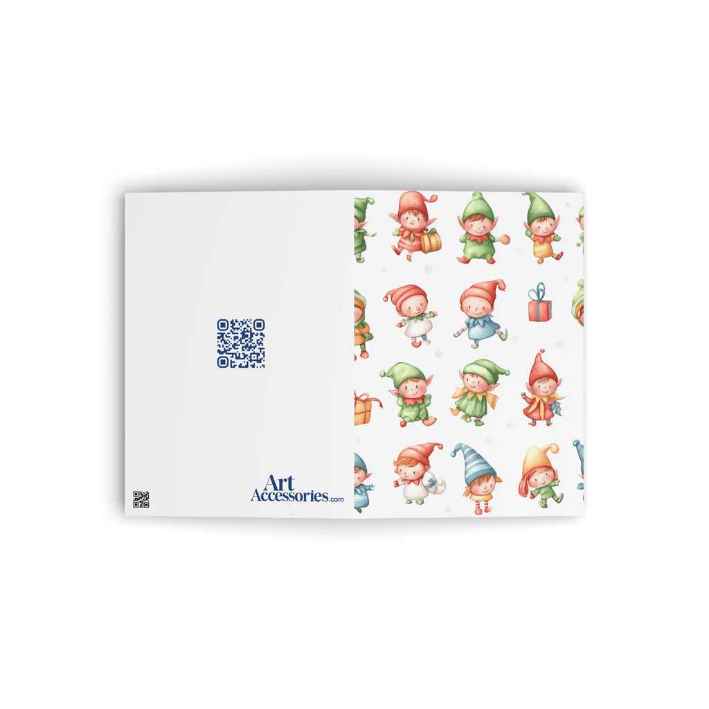 Holiday Elf Pattern Greeting Card — Cute Christmas Kids Card with Gifts