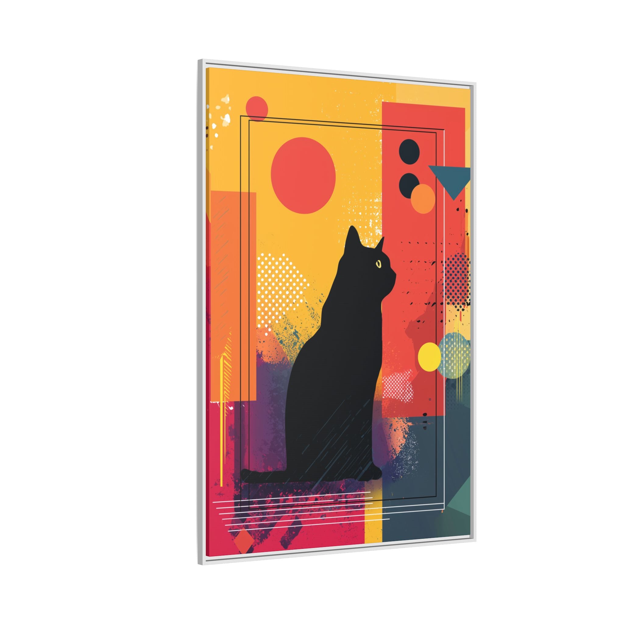 Feline Geometry Framed Print: Abstract Cat Silhouette, Retro Digital Design   |  Personalized & Custom Orders Available