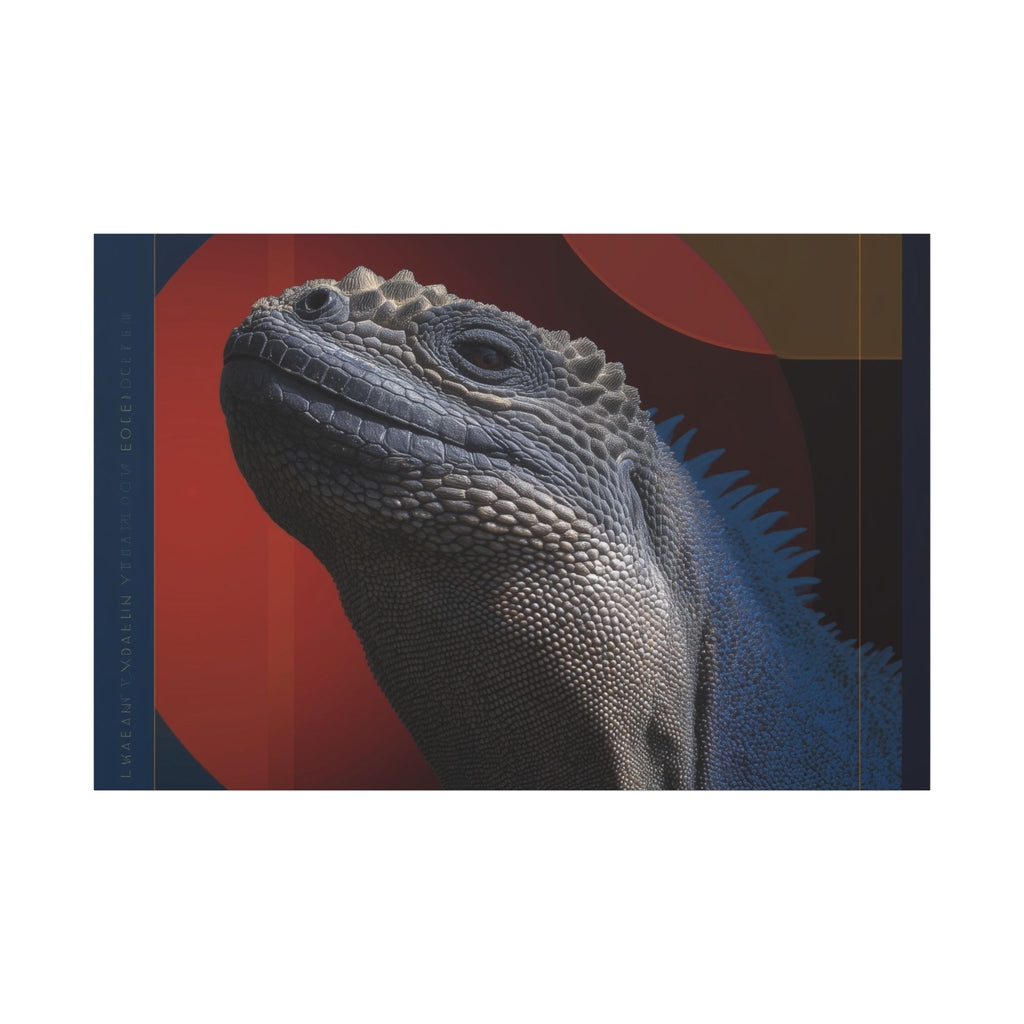 Marine Iguana Canvas: Reptilian Portrait, Digital Naturalism   |    Custom Orders Available