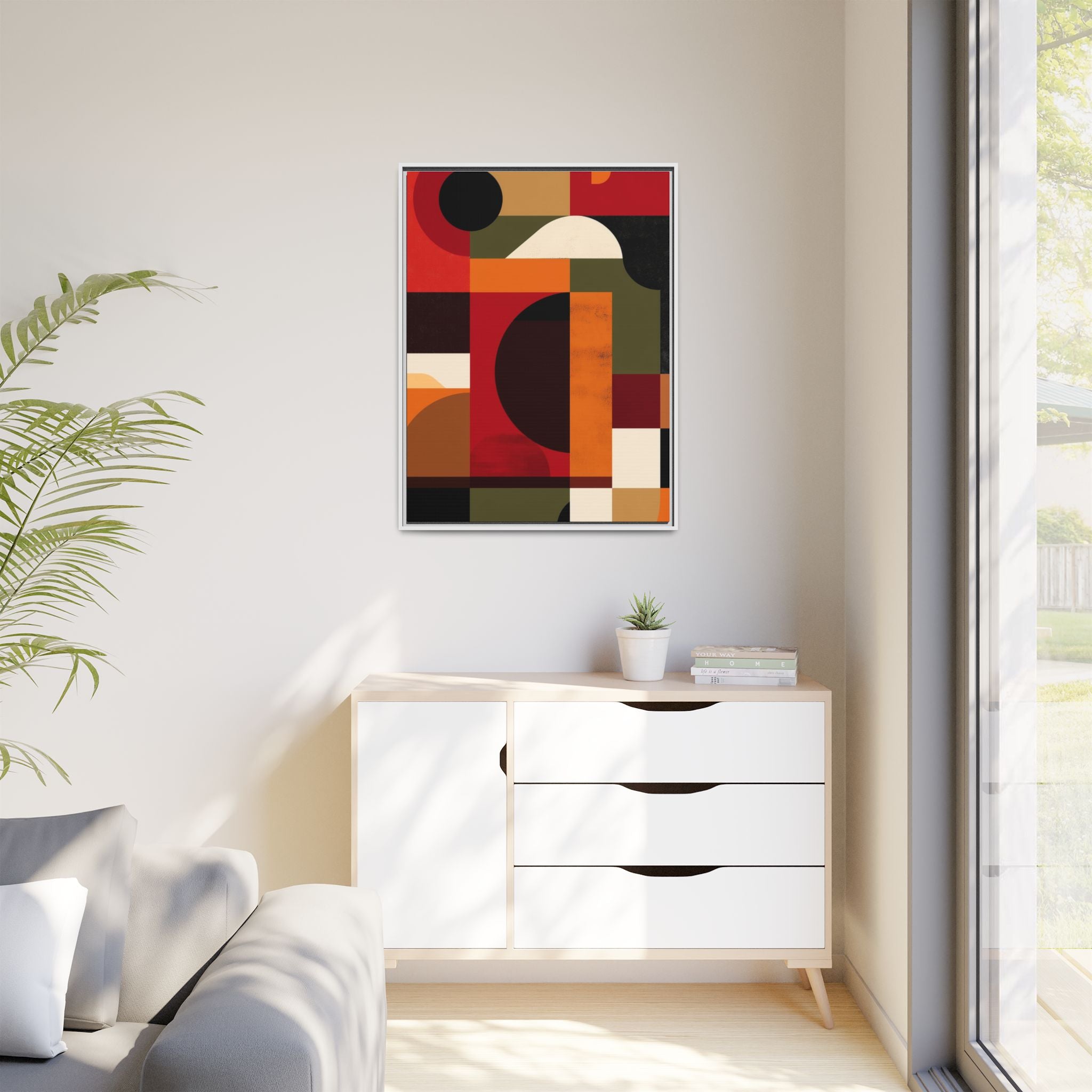 Geometric Convergence: Abstract Bauhaus Design, Constructivist Color Blocks, Architectural Art Composition   |   Custom Orders Accepted