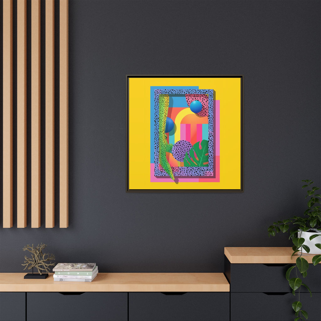 Geometric Rhythms: Abstract Layers of Color, Dimensional Shapes and Tropical Elements, Vibrant Modern Art Composition   |   Custom Orders