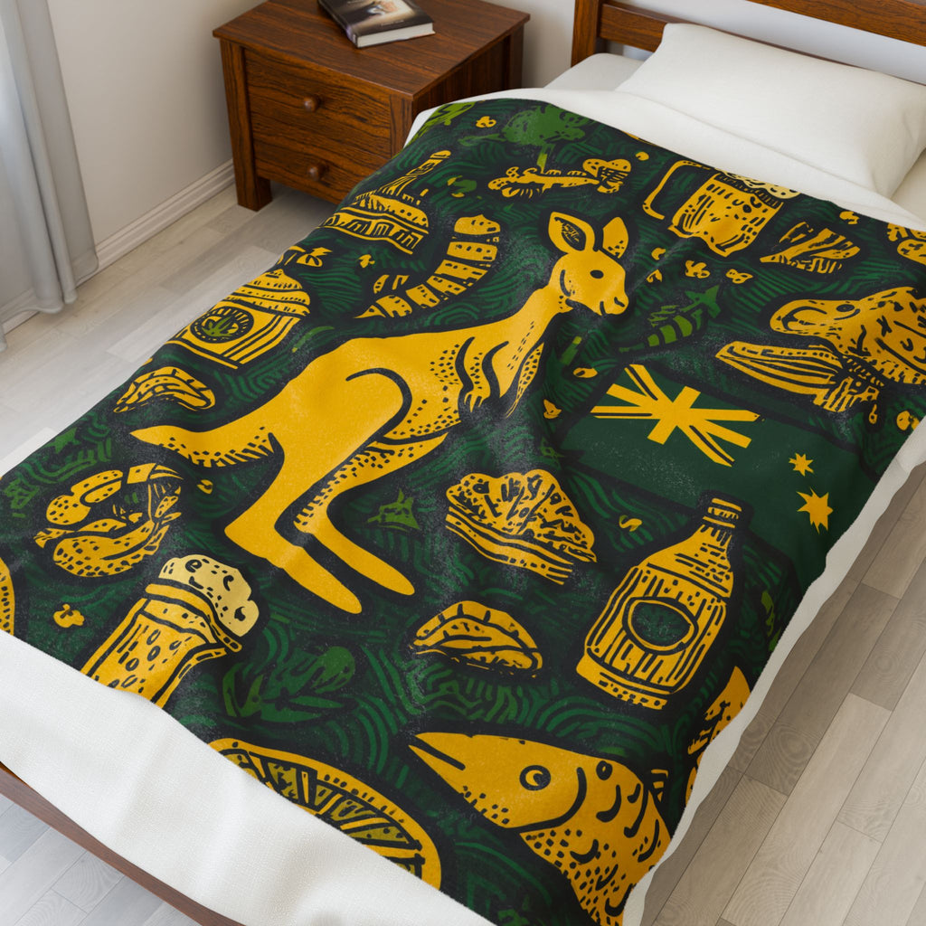 Aussie Spirit: Graphic Cultural Collage, Woodcut-Inspired National Emblem   |   Custom Orders Accepted