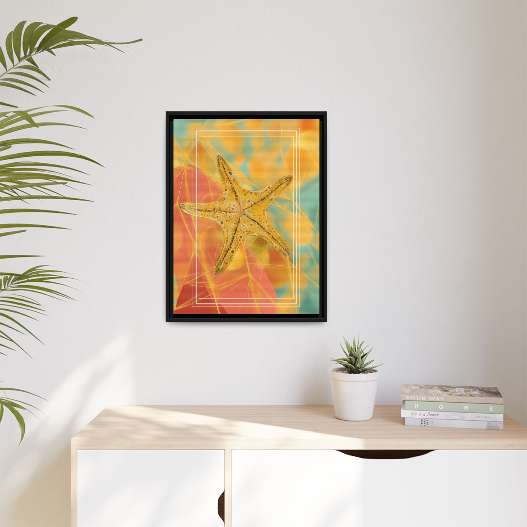 Celestial Starfish: Marine Geometry in Golden Hues, Tropical Oceanic Texture   |    Custom Orders Available