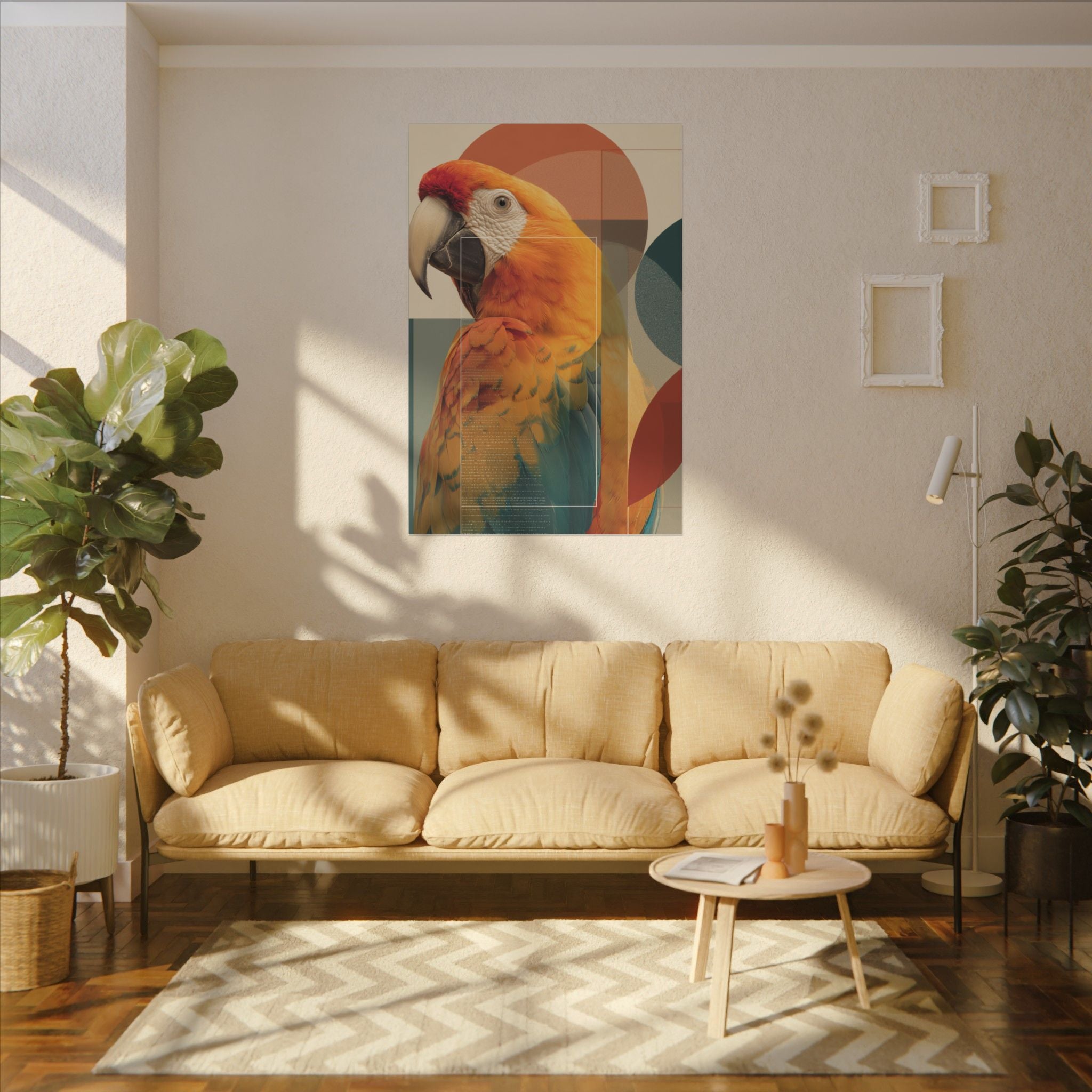 Geometric Macaw Portrait: Vibrant Avian Design, Modern Graphic Art Style   |    Custom Orders Available