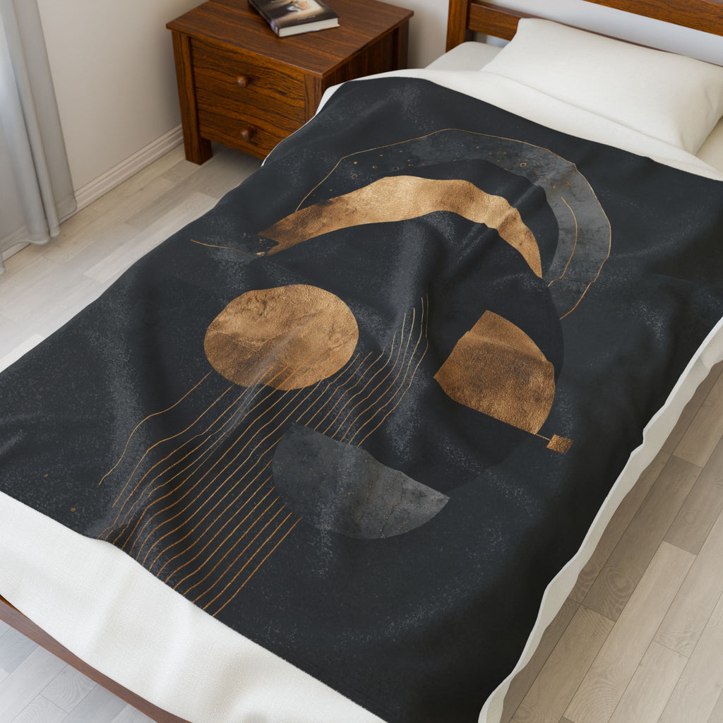 Celestial Geometry: Modern Abstract Composition, Black and Gold Minimalist Design   |    Custom Orders Available