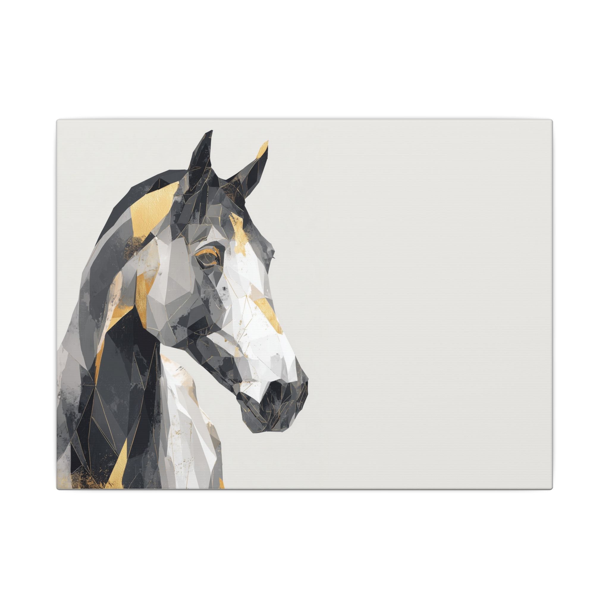 Geometric Equine Elegance: Polygonal Horse Portrait, Modern Digital Art, Metallic Cubist Interpretation   |  Personalized & Custom Orders