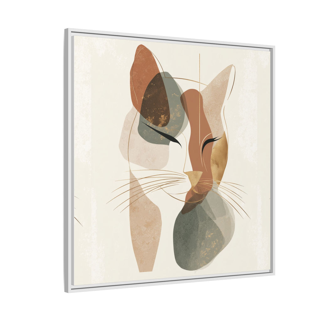 Feline Geometry: Abstract Cat Portrait, Minimalist Earth Tones   |  Personalized & Custom Orders Available